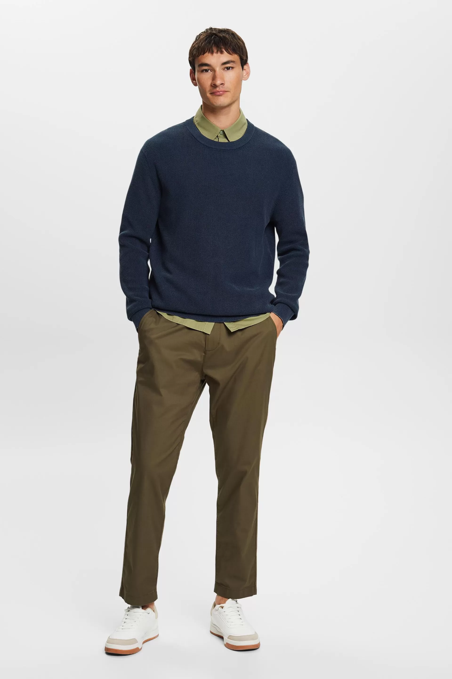 Pullover mit Rundhalsausschnitt, 100 % Baumwolle-ESPRIT Online