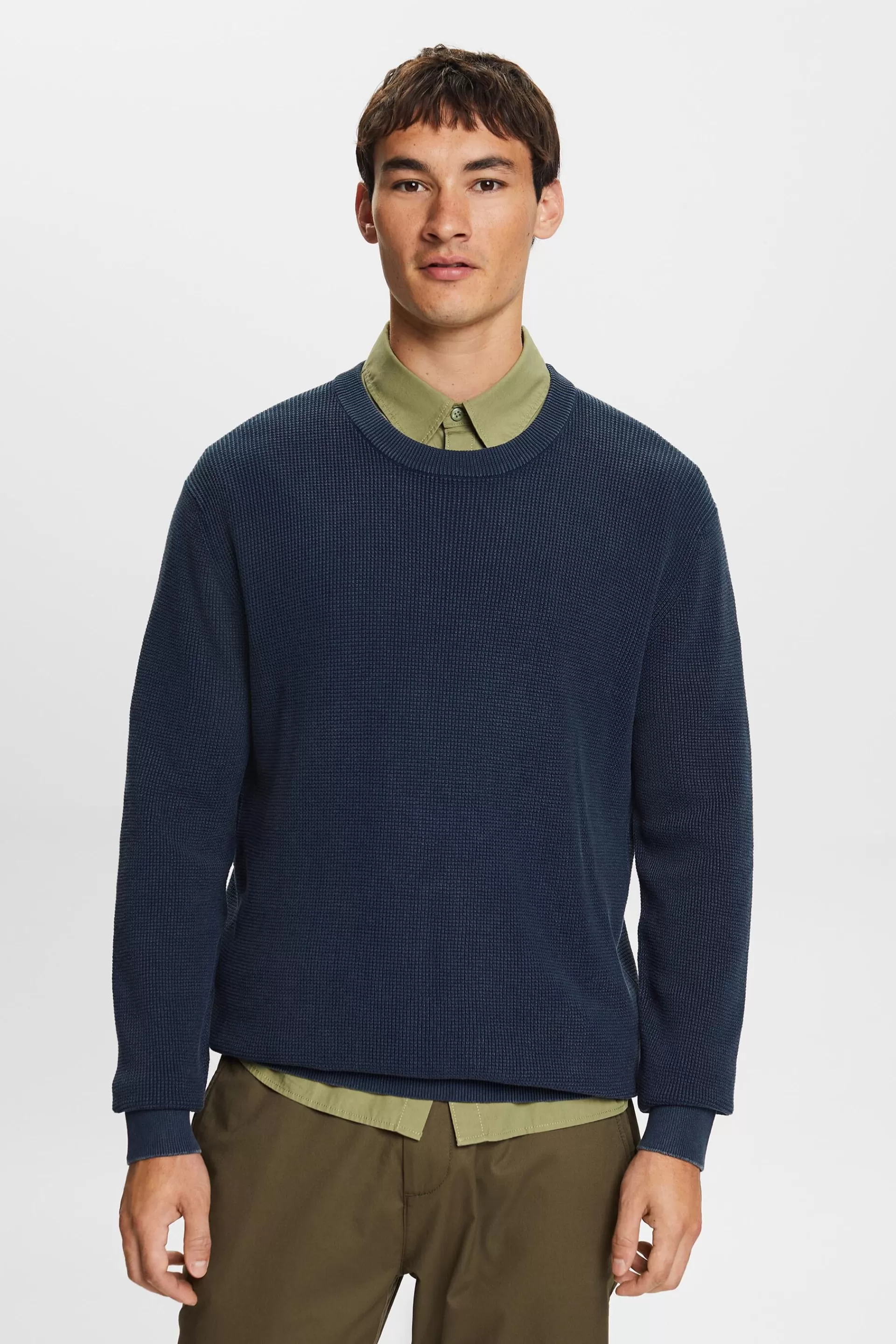 Pullover mit Rundhalsausschnitt, 100 % Baumwolle-ESPRIT Online