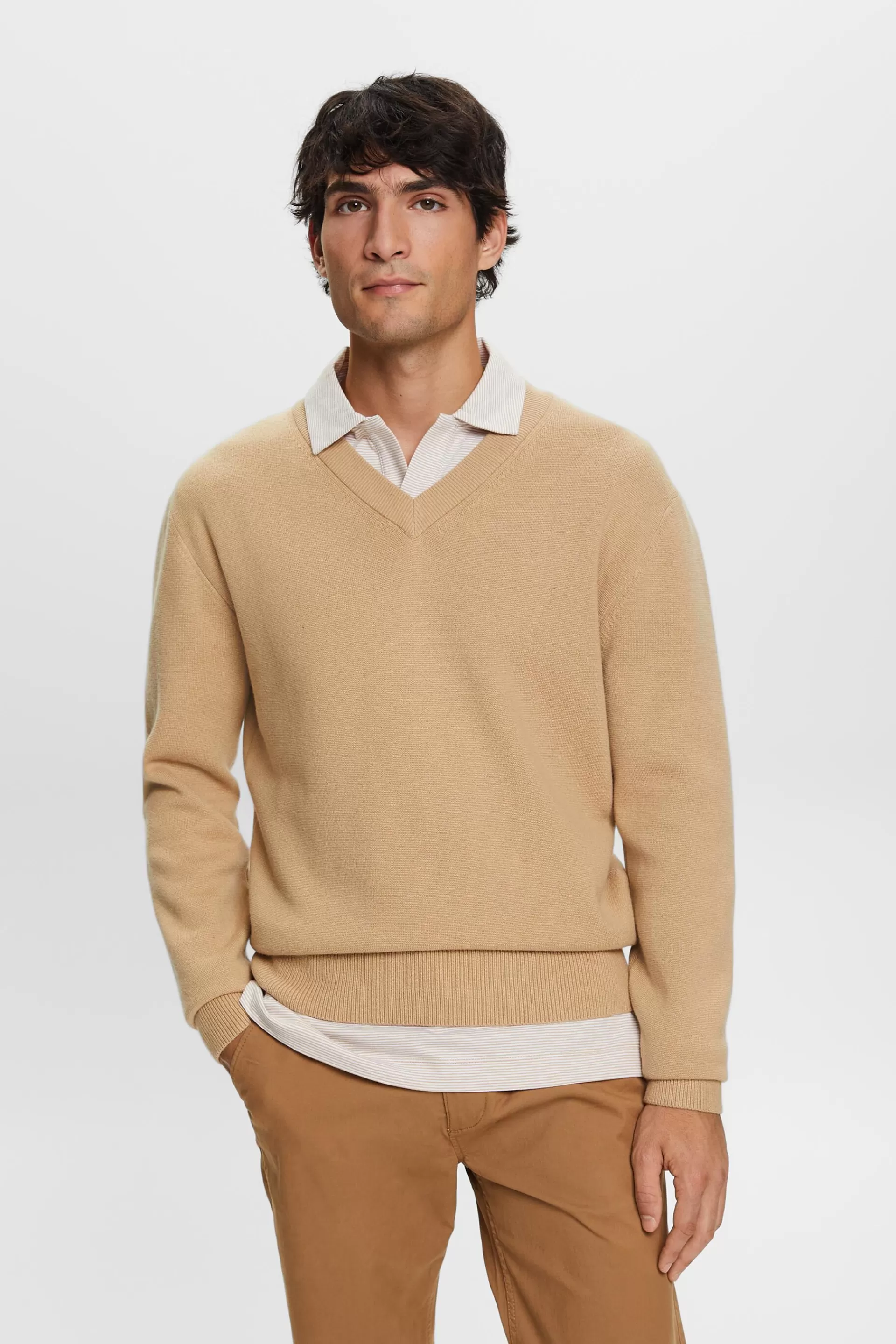 Pullover mit V-Ausschnitt, Wollmix-ESPRIT Discount