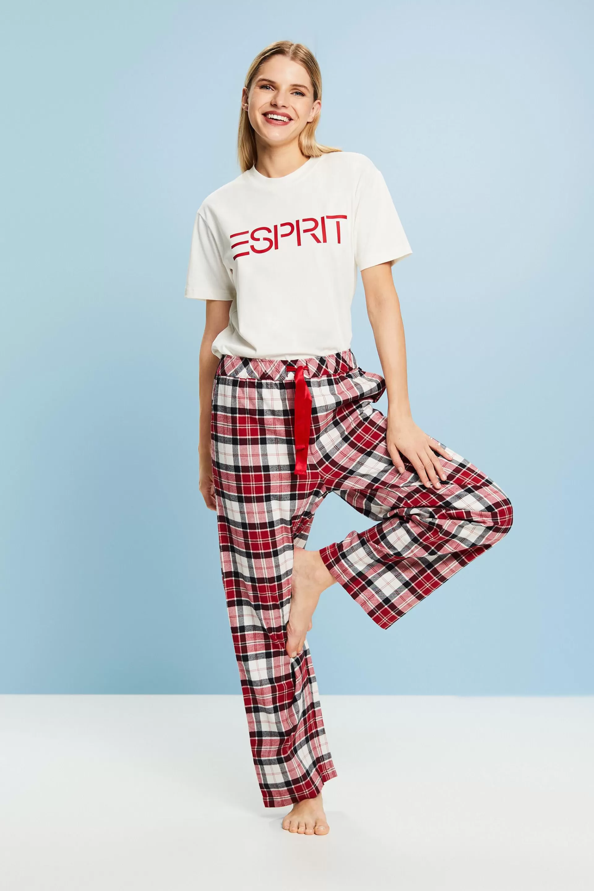 Pyjamahose aus kariertem Flanell-ESPRIT Fashion