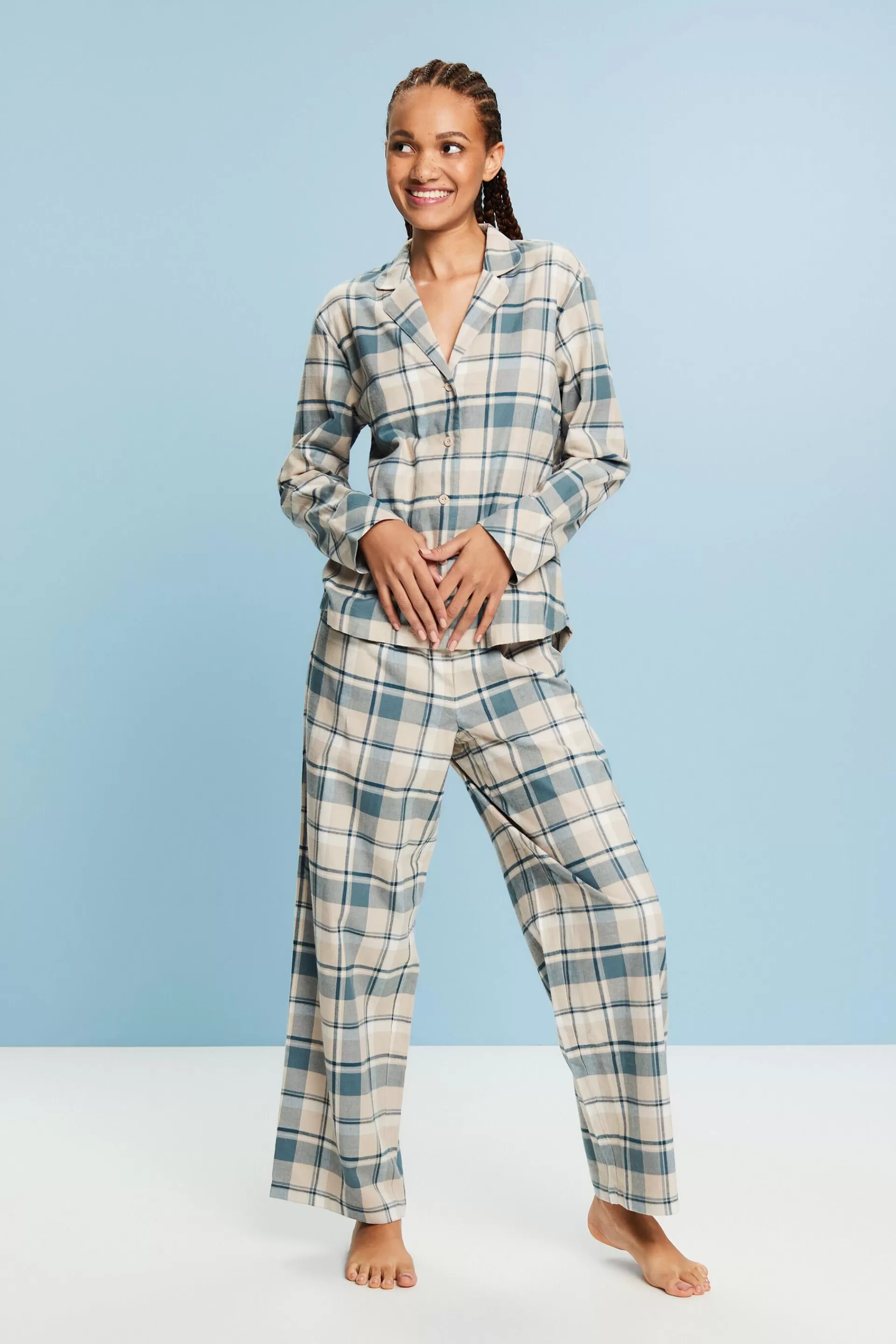 Pyjama-Set aus kariertem Flanell-ESPRIT Clearance