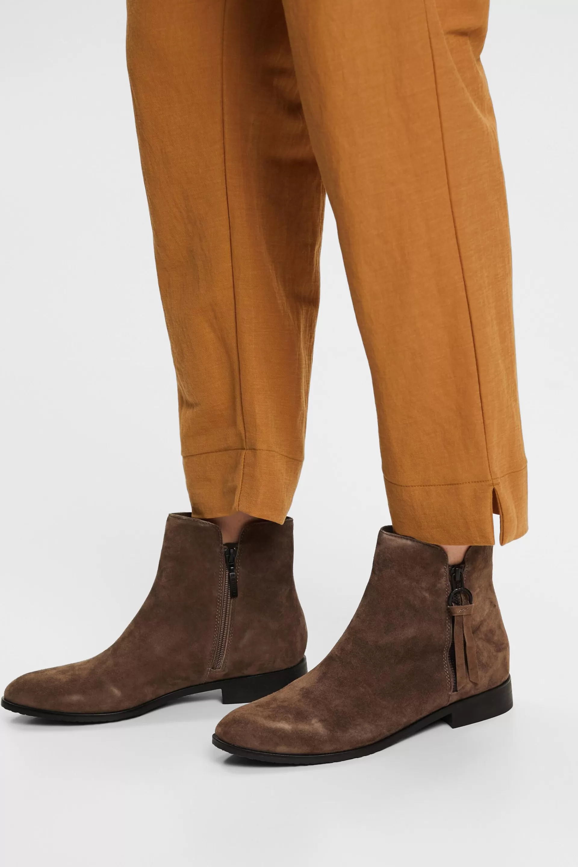 Rauleder-Boots mit Reißverschluss-ESPRIT Sale