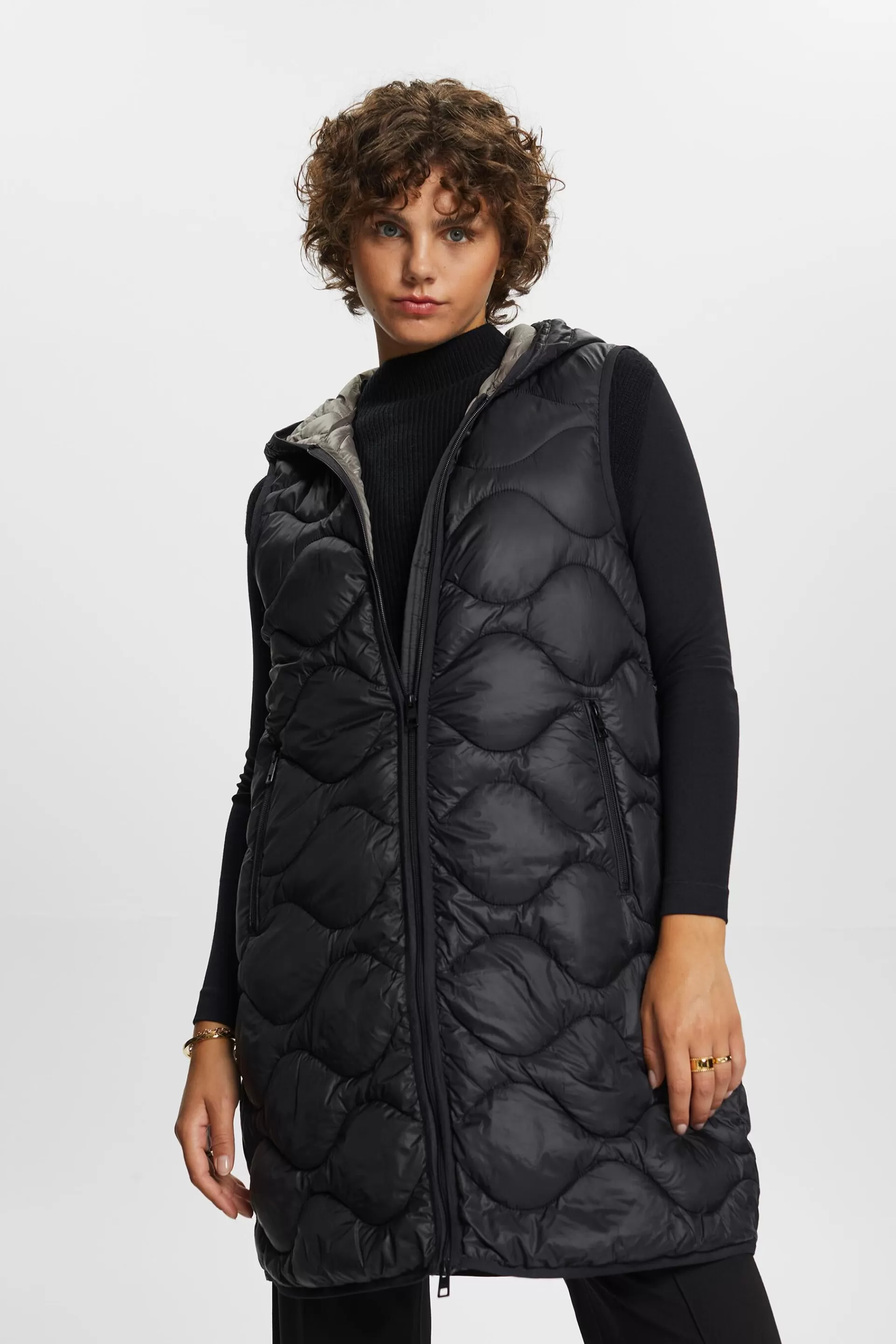 Recycelt: lange Steppweste-ESPRIT Store