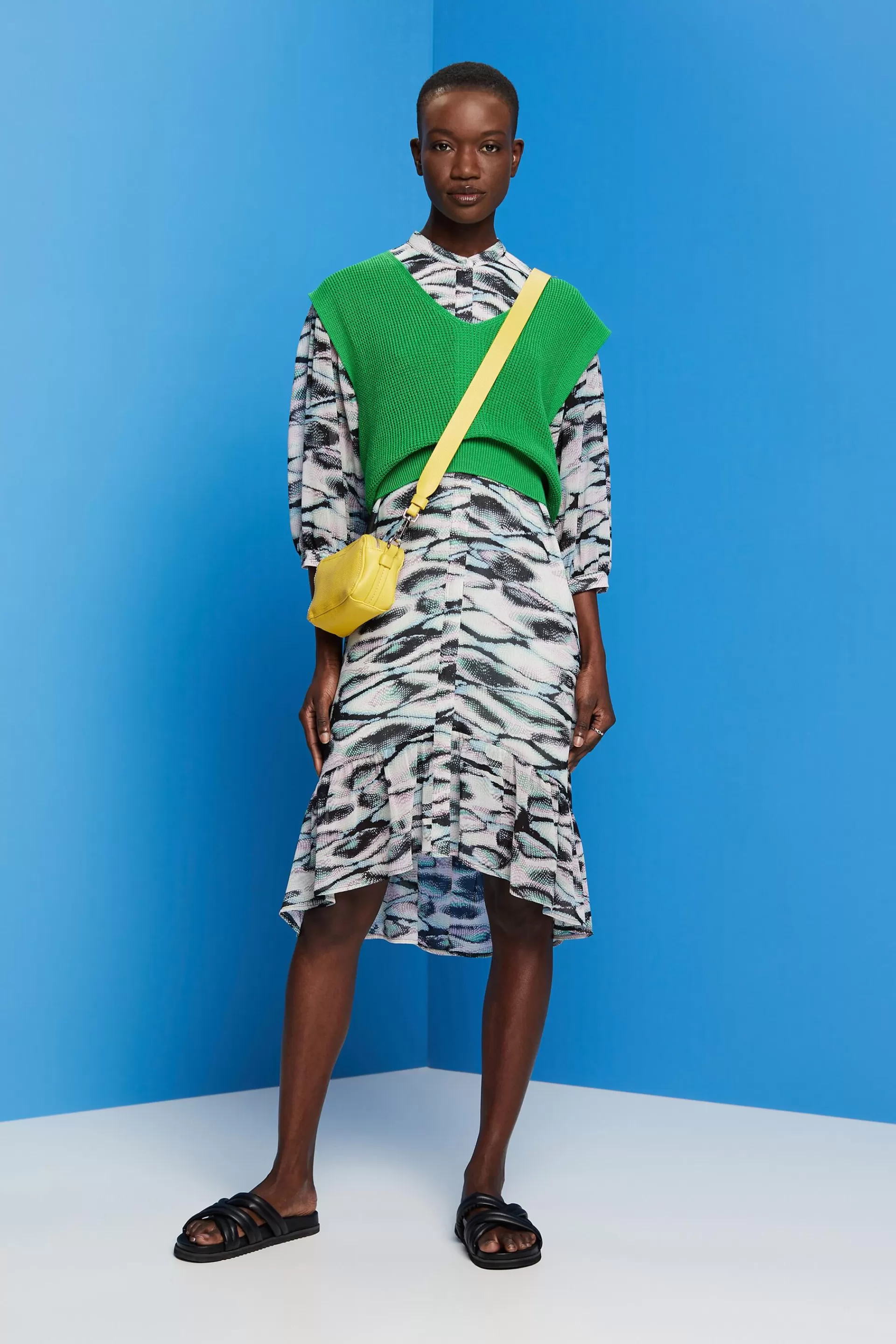 Recycelt: Midi-Kleid aus Chiffon-ESPRIT Flash Sale