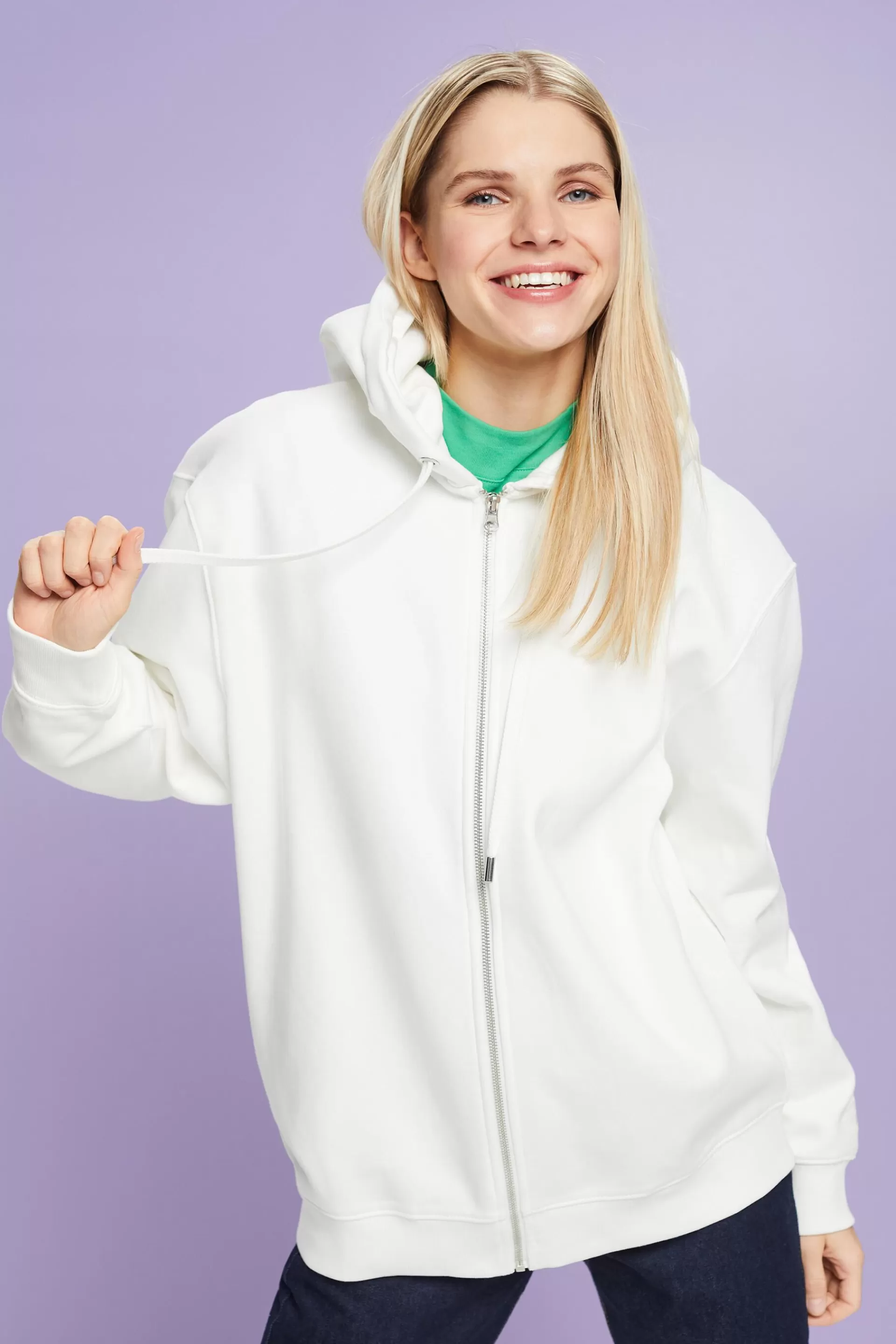 Recycelt: Oversize Hoodie mit Reißverschluss-ESPRIT Best Sale