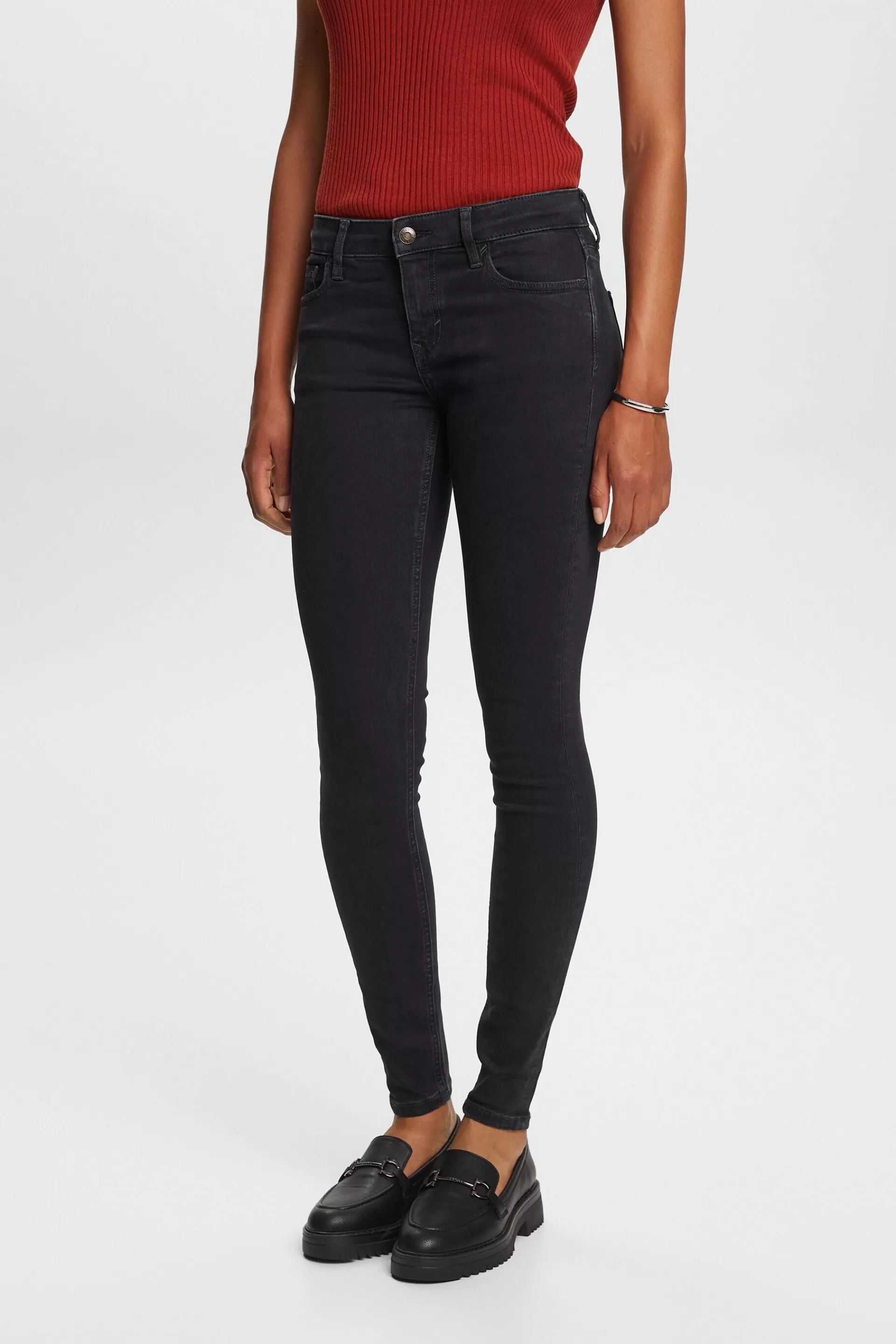 Recycelt: Skinny Jeans mit mittelhohem Bund-ESPRIT Online
