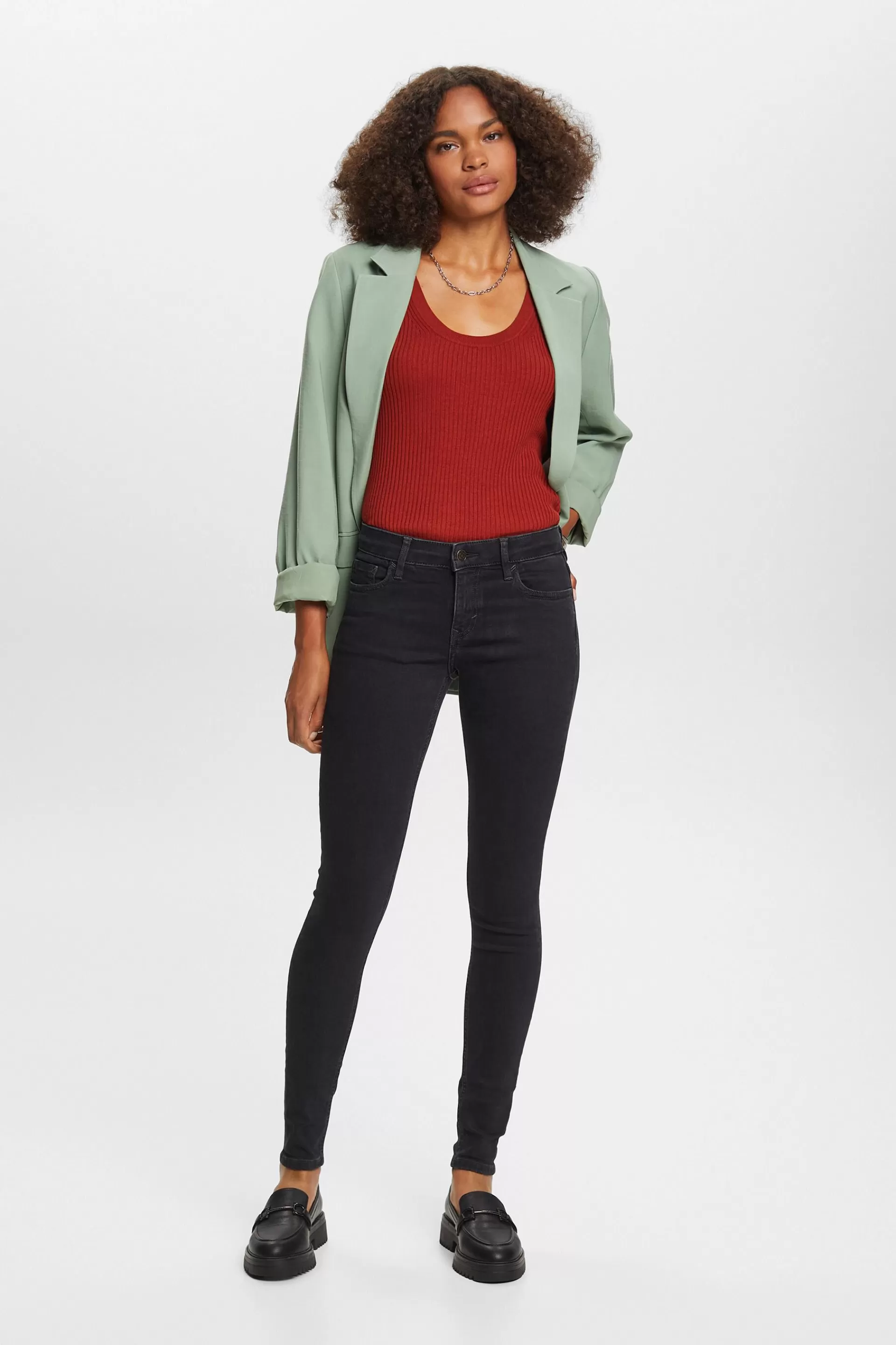 Recycelt: Skinny Jeans mit mittelhohem Bund-ESPRIT Online