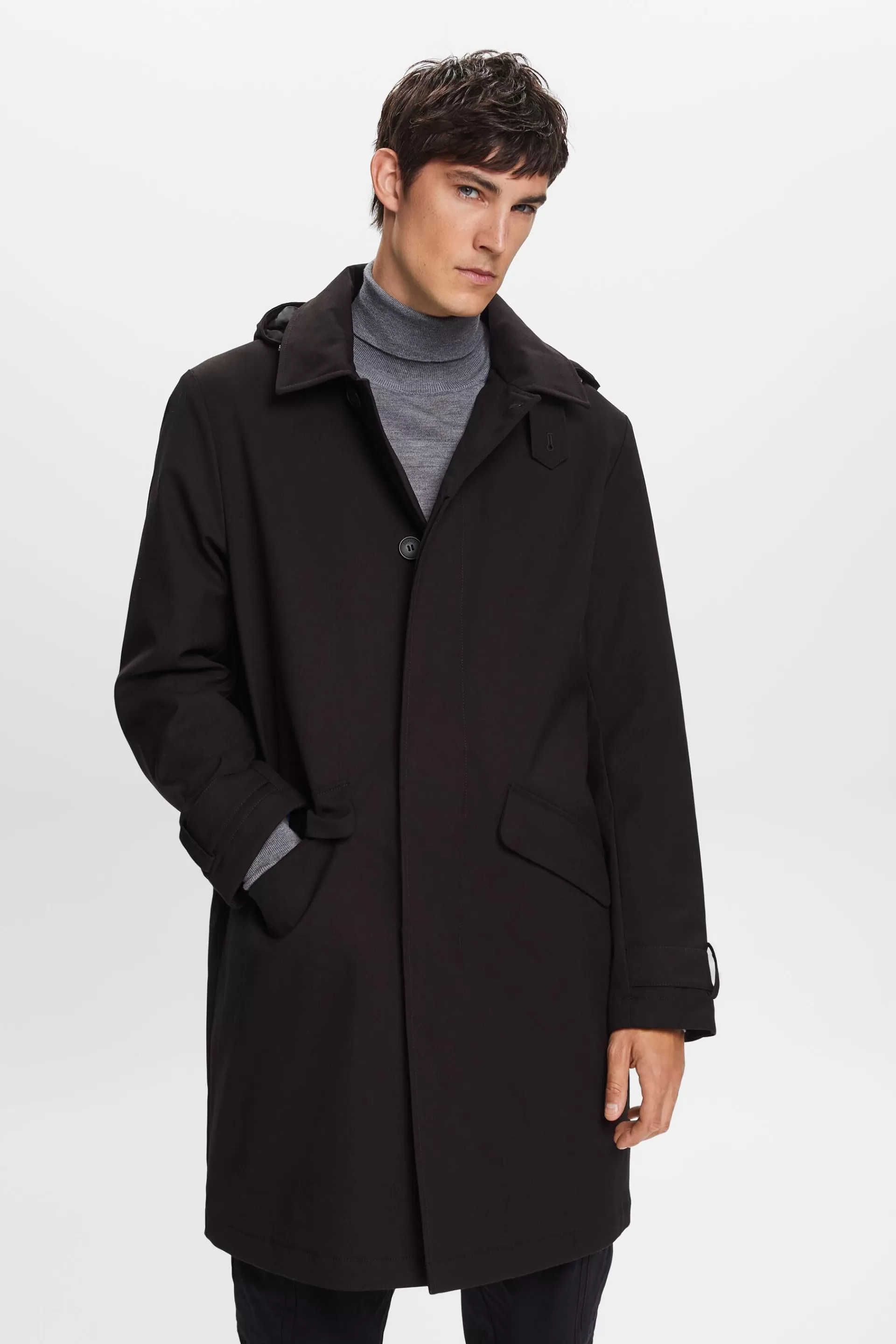 Recycelt: Wattierter Mac Coat mit flexibler Kapuze-ESPRIT Online