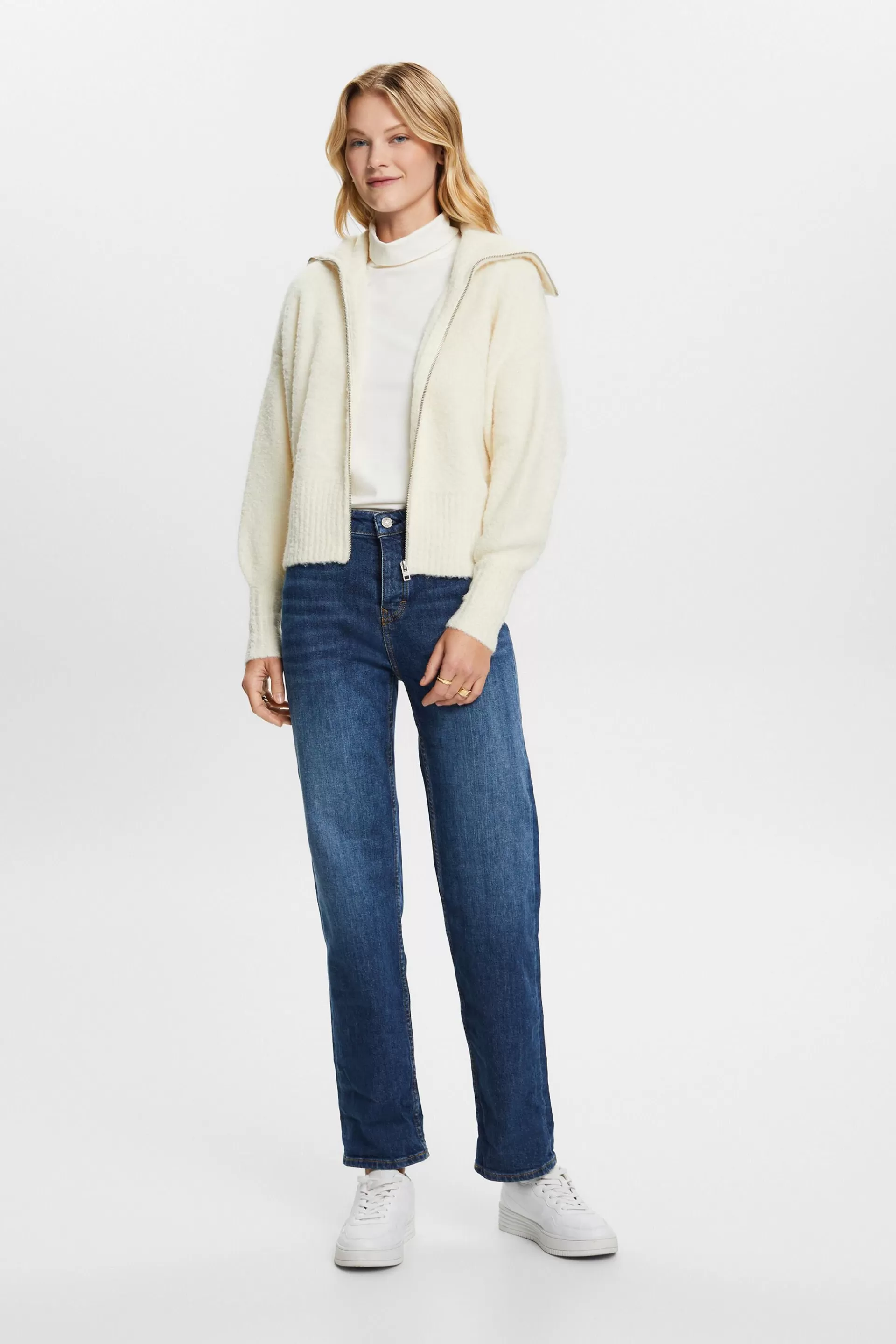 Retro-Jeans mit gerader Passform und hohem Bund-ESPRIT New