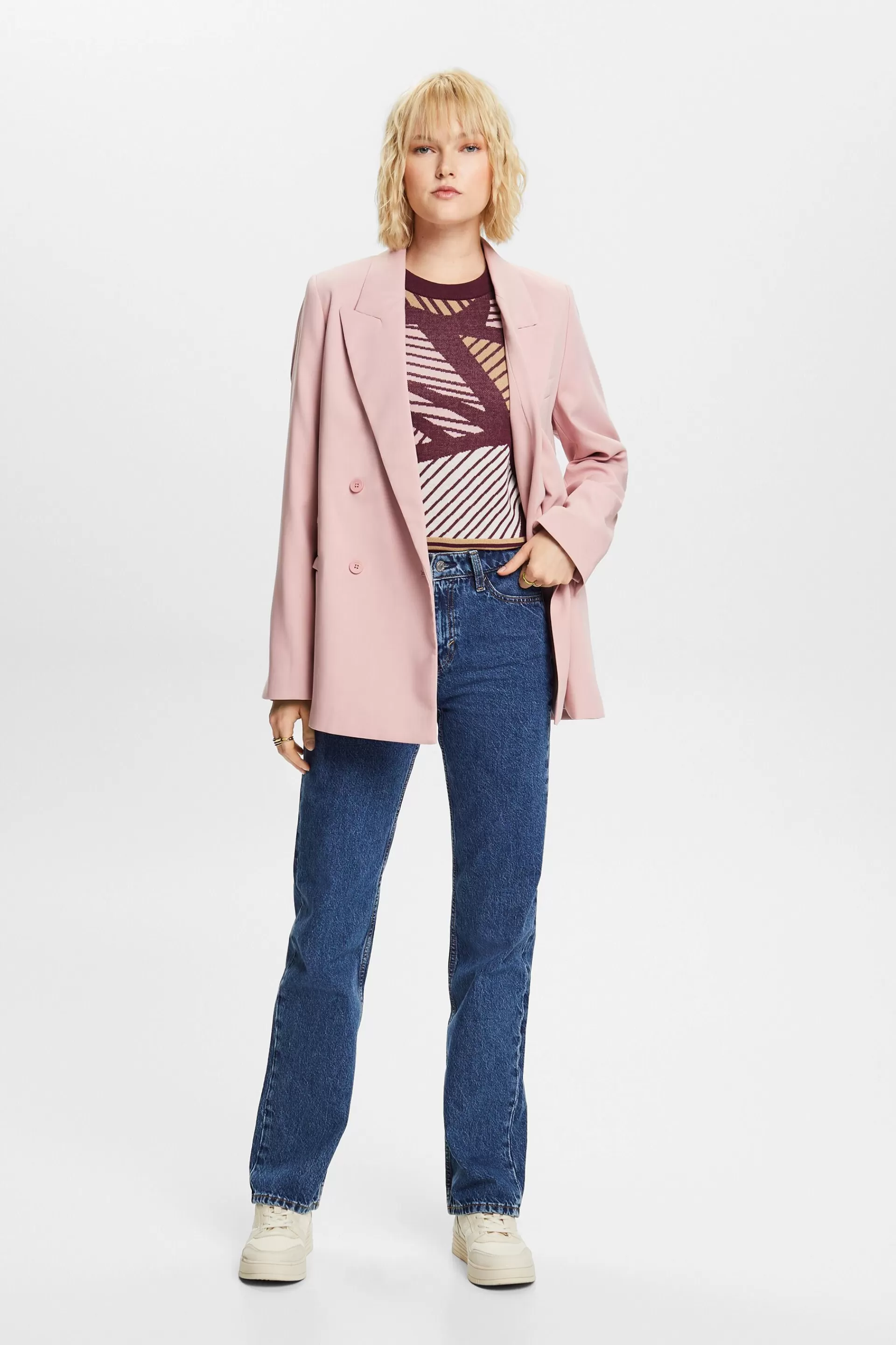 Retro-Jeans mit gerader Passform und hohem Bund-ESPRIT Discount