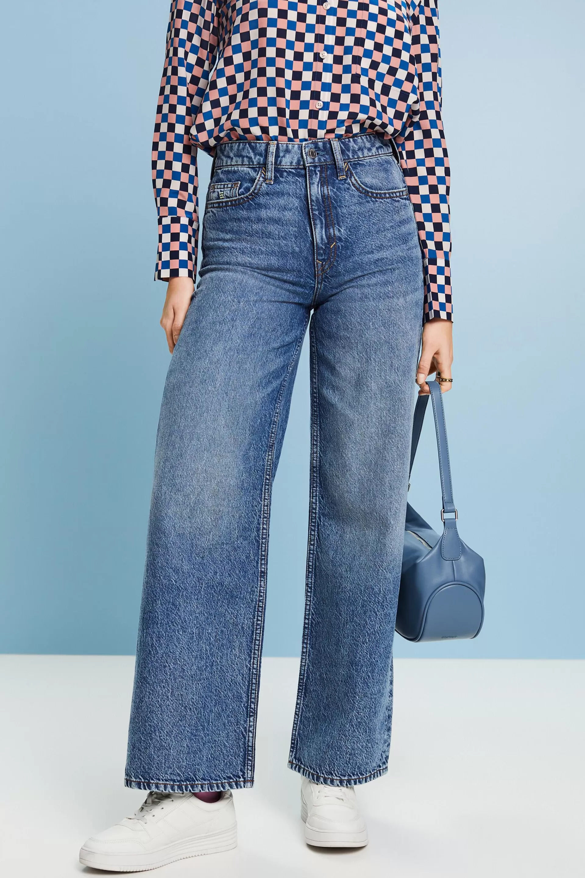 Retro-Jeans mit weiter Bein und hohem Bund-ESPRIT Cheap