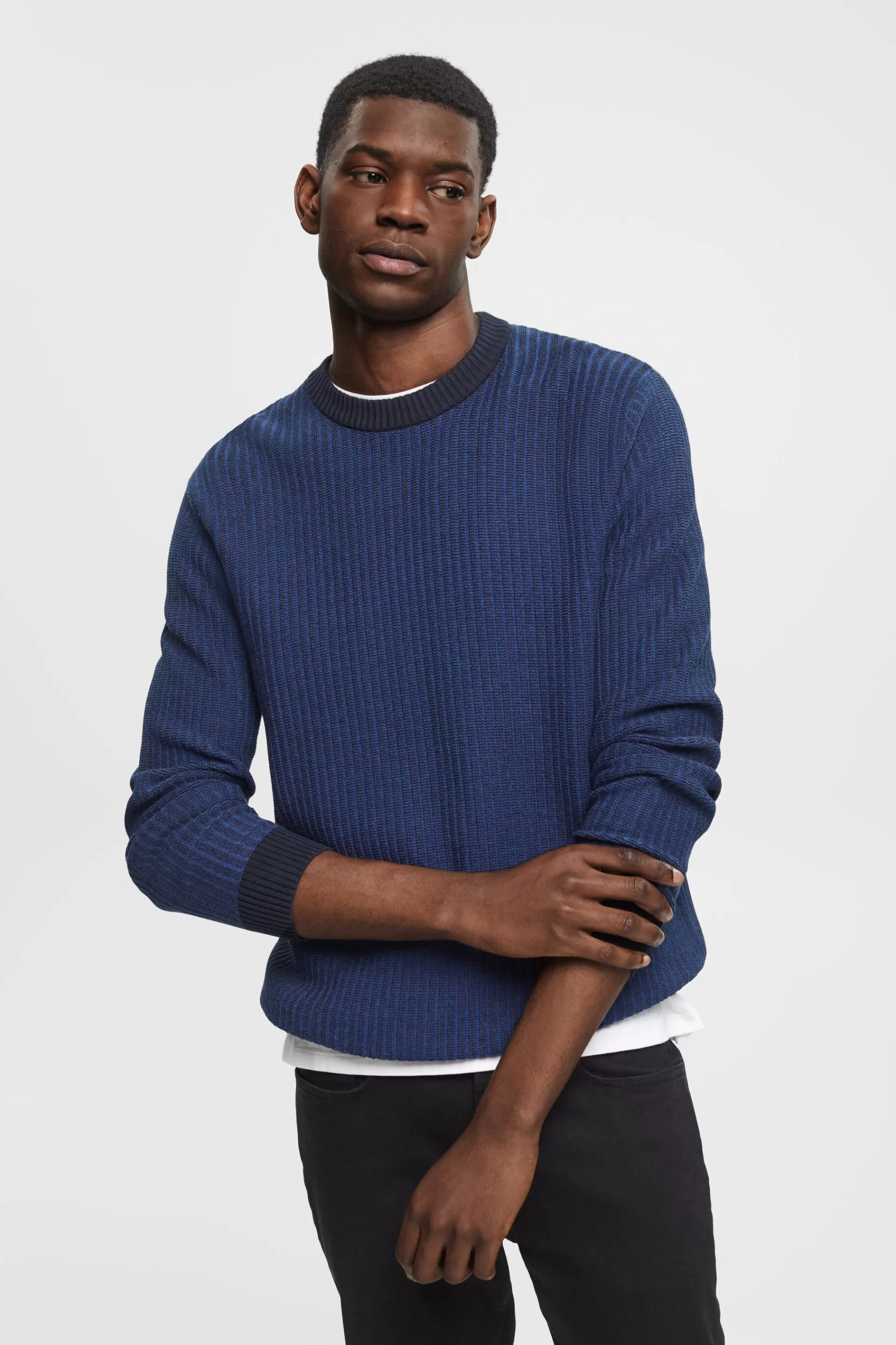 Rippstrickpullover im Zweifarben-Look-ESPRIT Discount