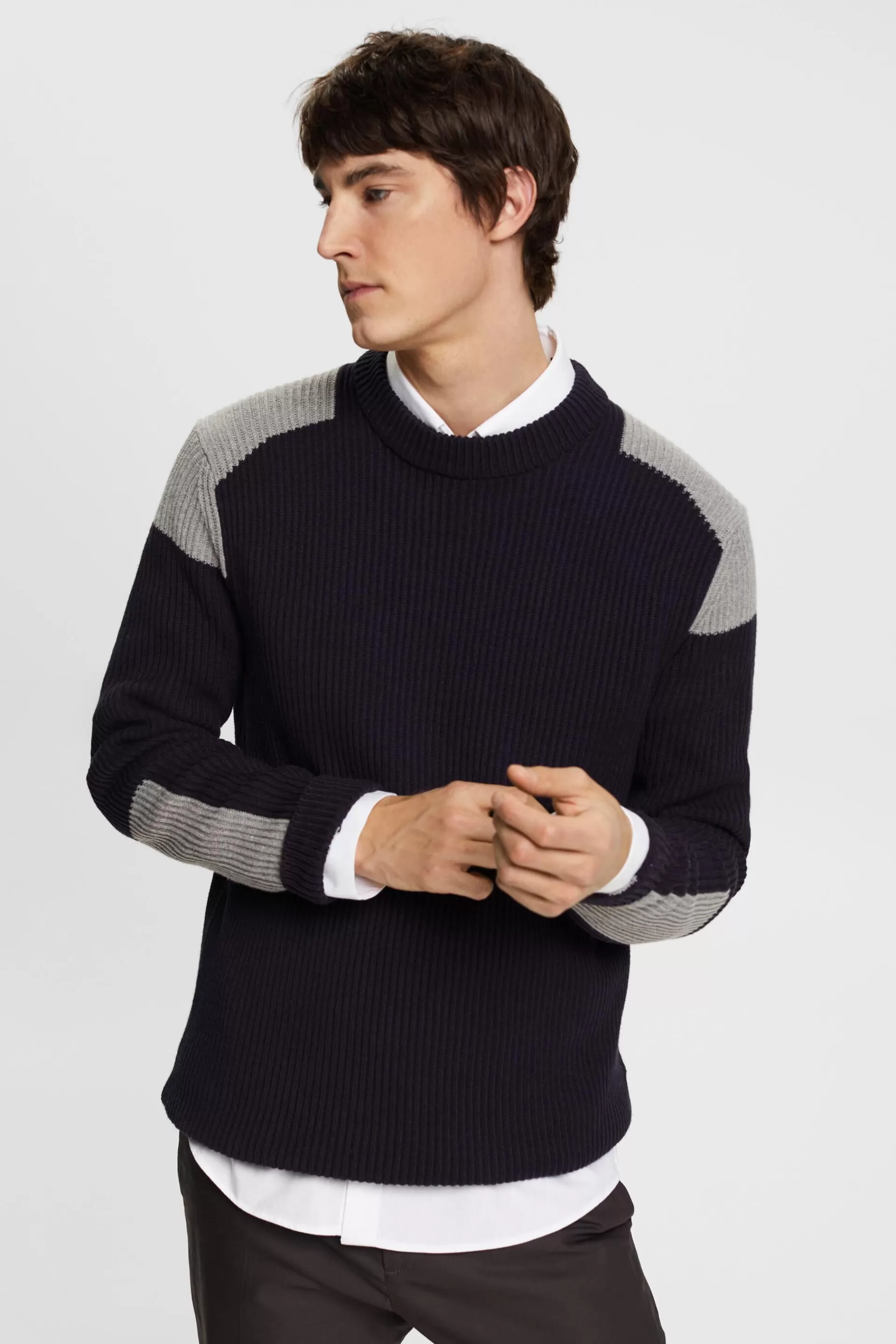 Rippstrickpullover mit Colorblocking-Details-ESPRIT Cheap