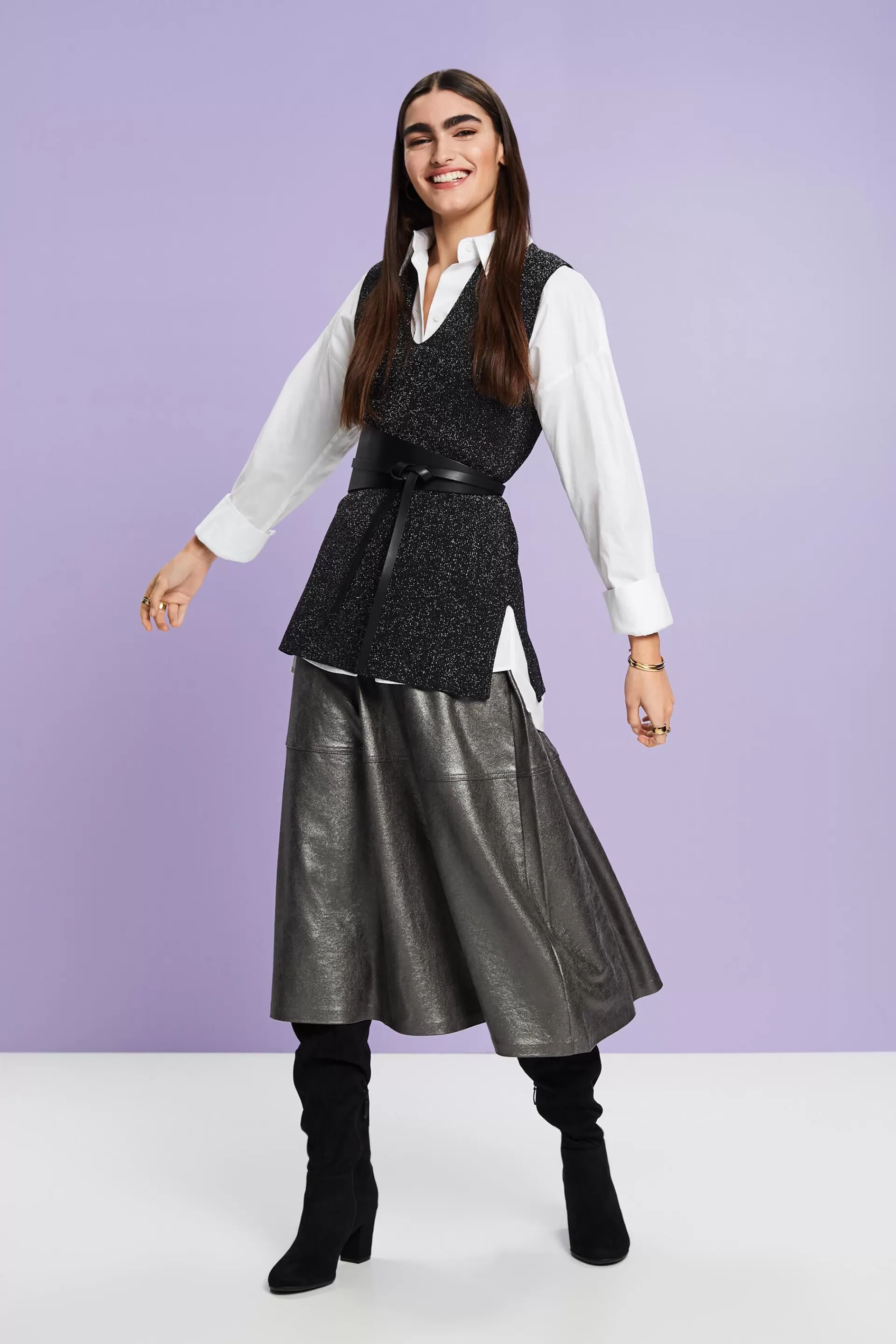 Rippstrick-Pullunder mit Glitzereffekt-ESPRIT Shop