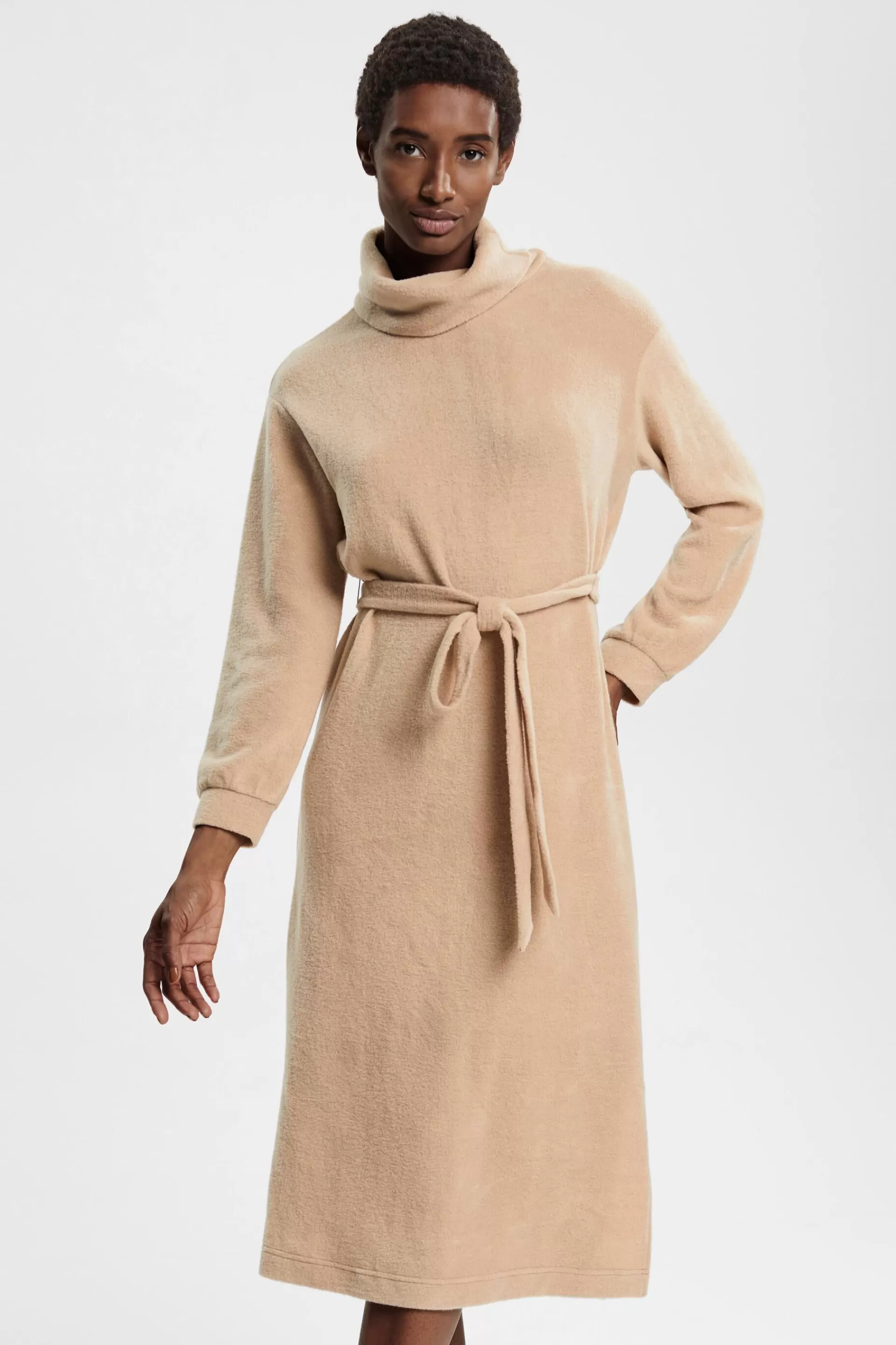 Rollkragenkleid mit Bindegürtel-ESPRIT Cheap