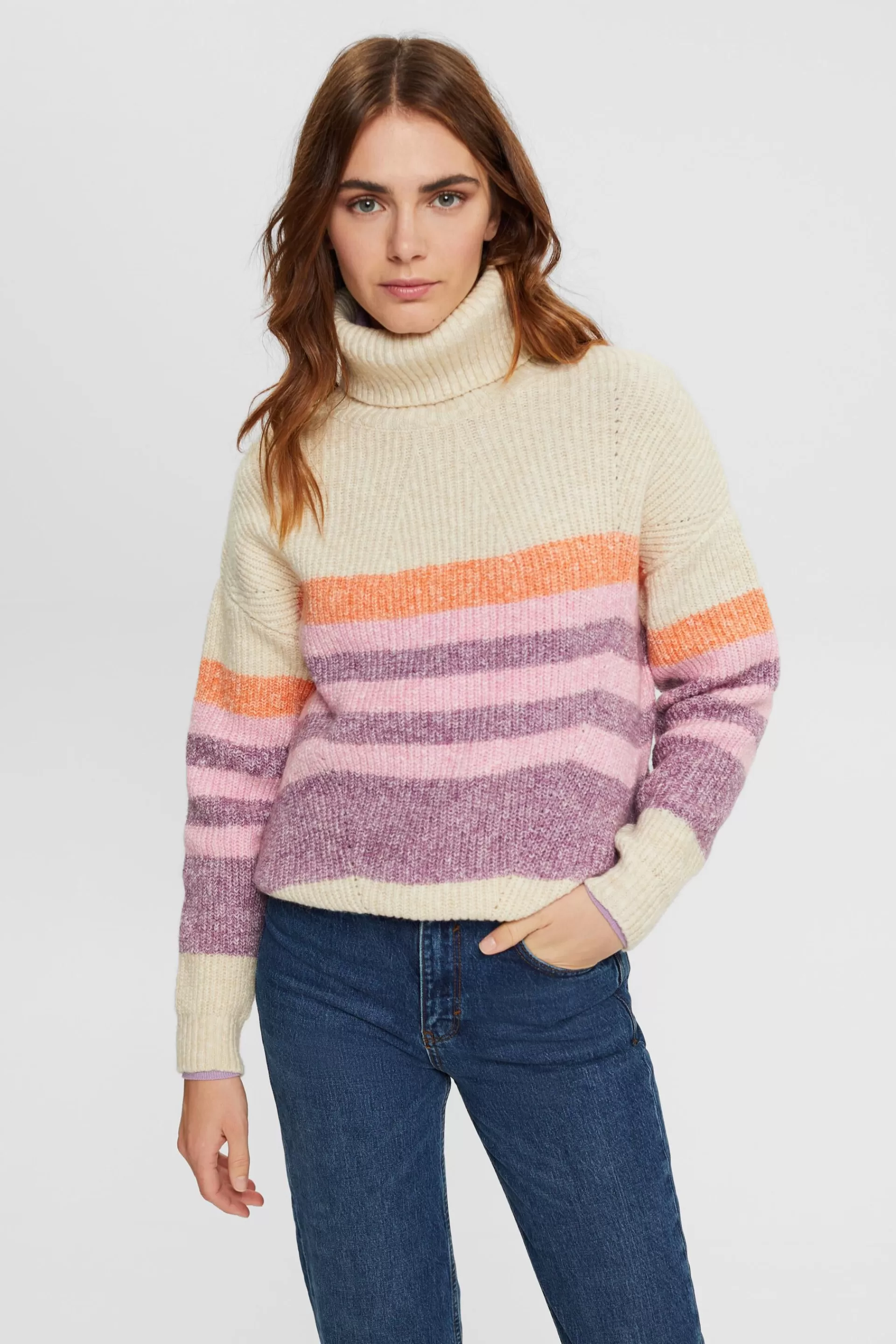 Rollkragenpullover mit Streifen-ESPRIT Best
