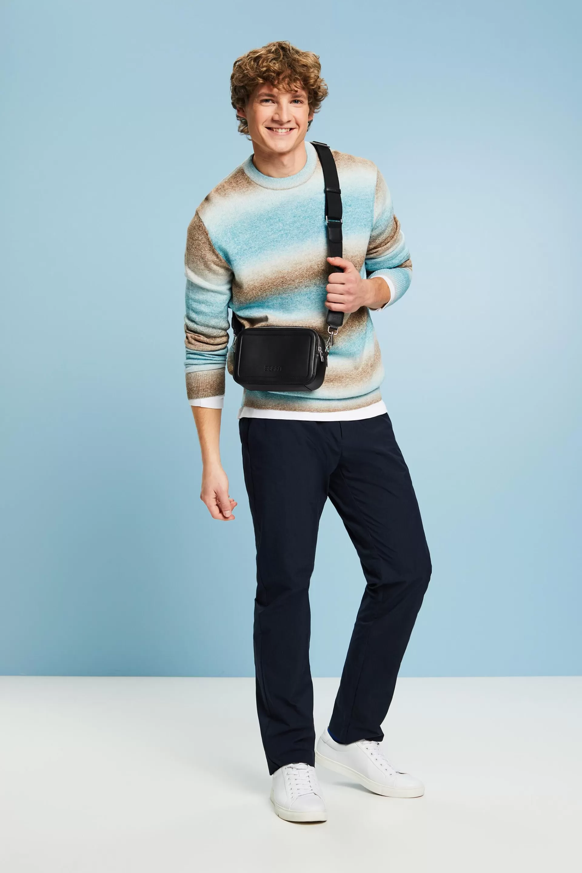 Rundhalspullover mit verschwommenen Streifen-ESPRIT Discount