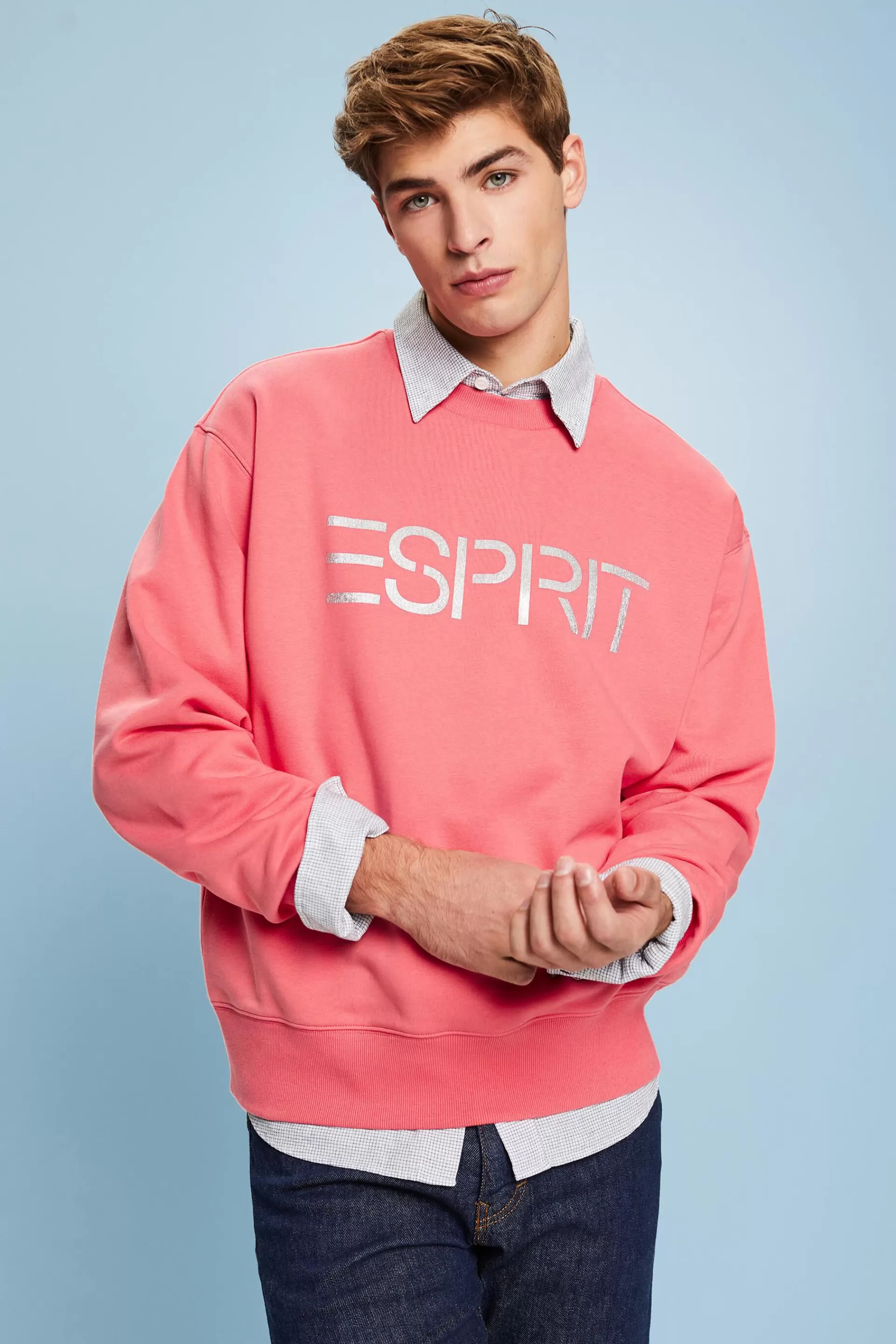 Rundhals-Sweatshirt aus Bio-Baumwolle mit Logo-ESPRIT Shop