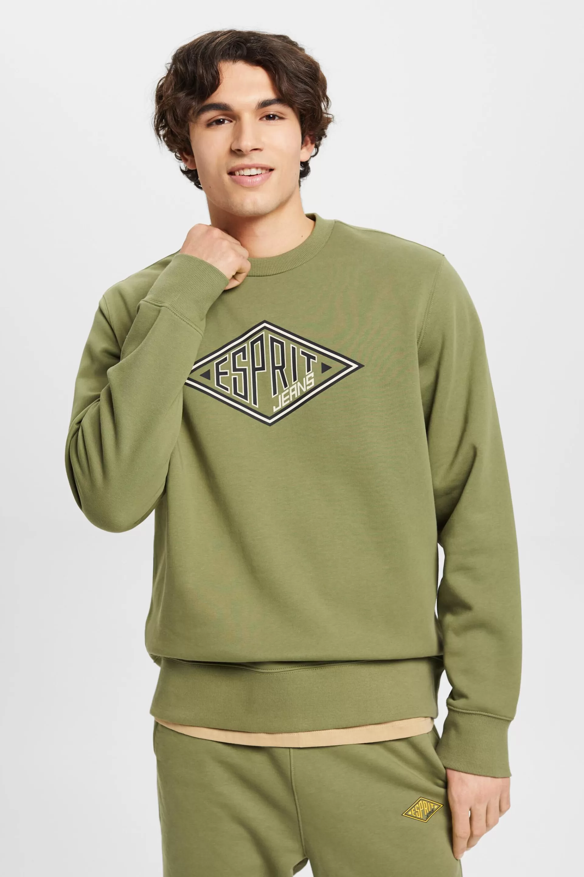 Rundhals-Sweatshirt mit Logoprint-ESPRIT Cheap