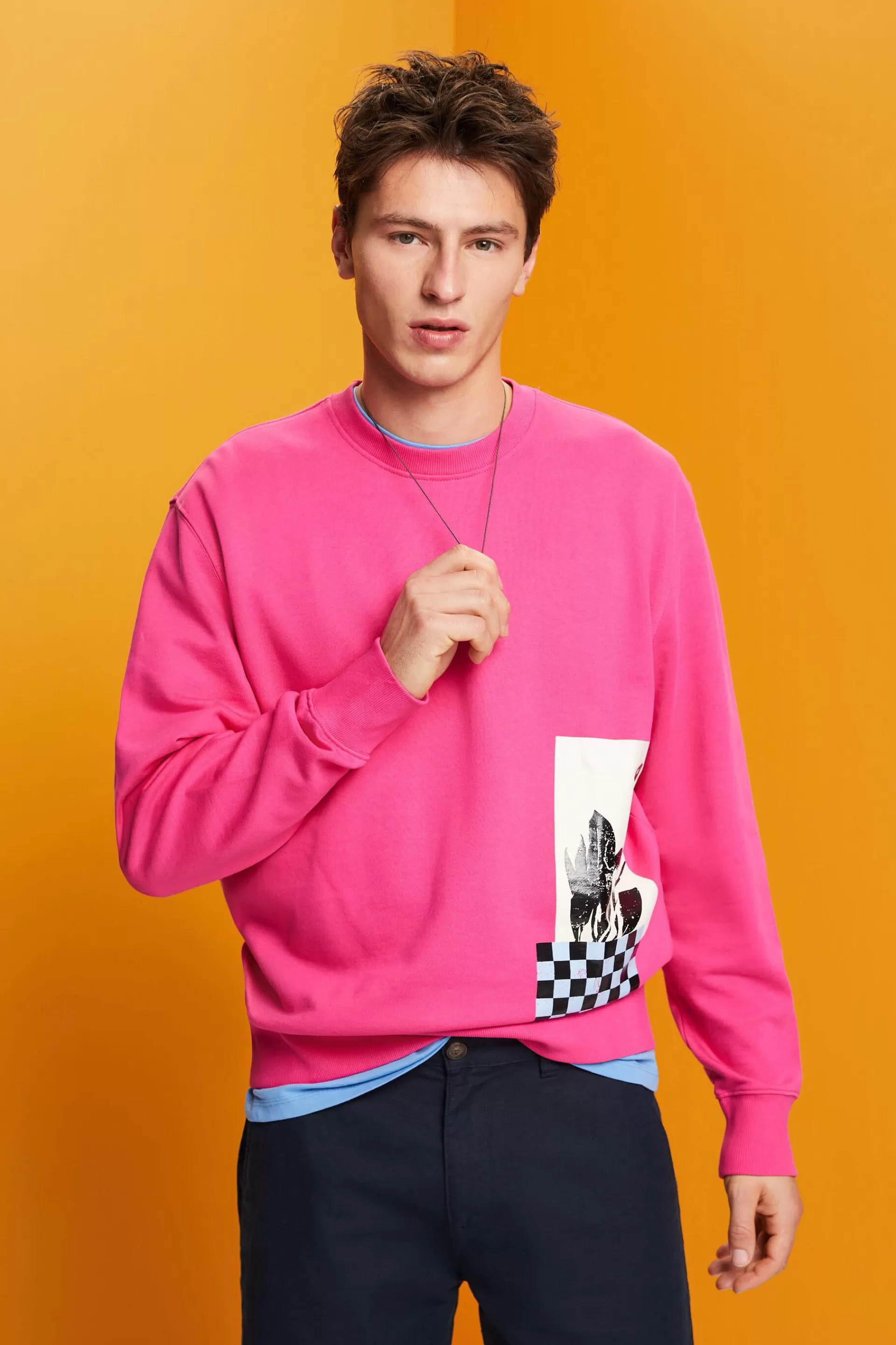 Rundhals-Sweatshirt mit Print, 100 % Baumwolle-ESPRIT Shop