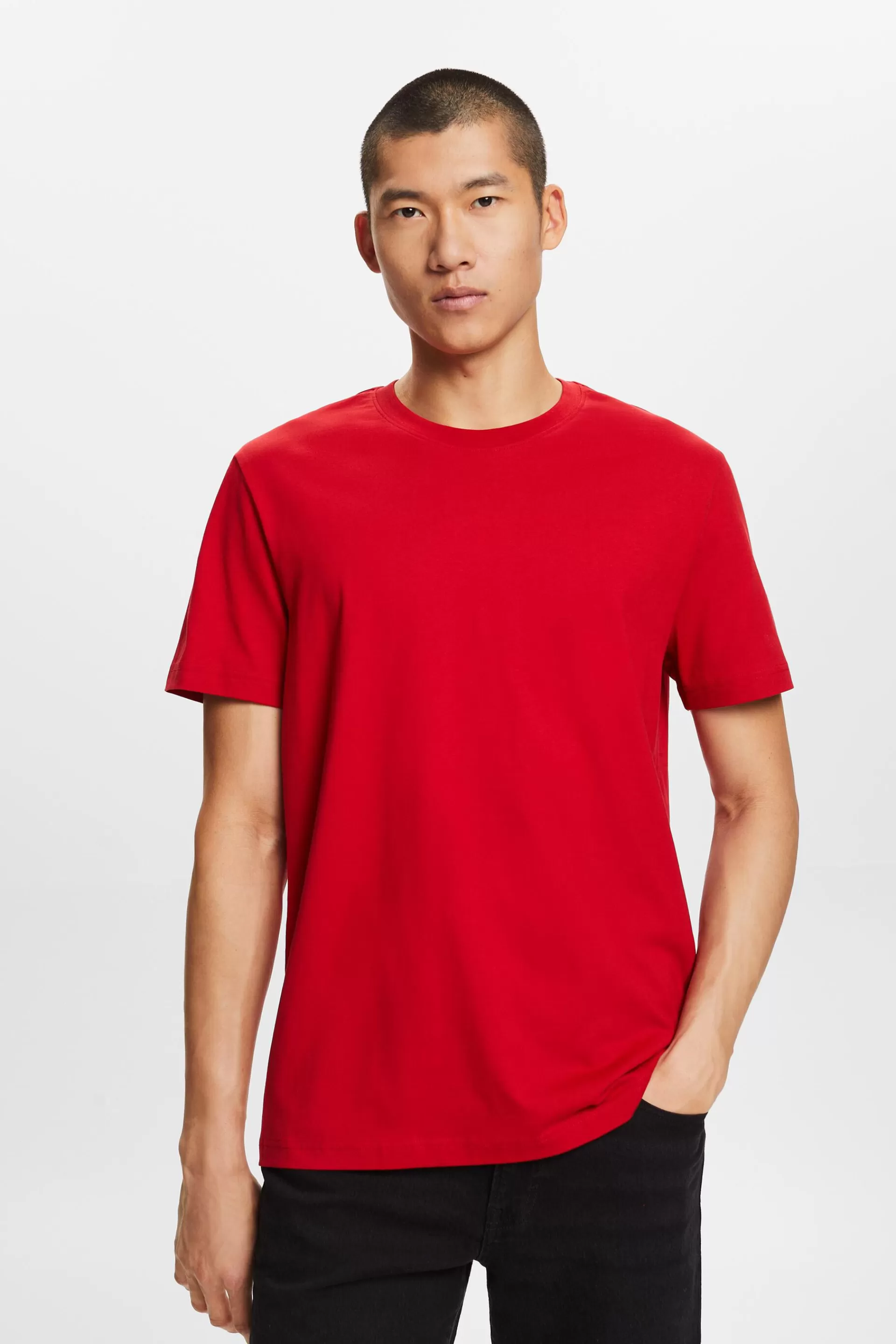 Rundhals-T-Shirt aus Pima-Baumwolljersey-ESPRIT Store