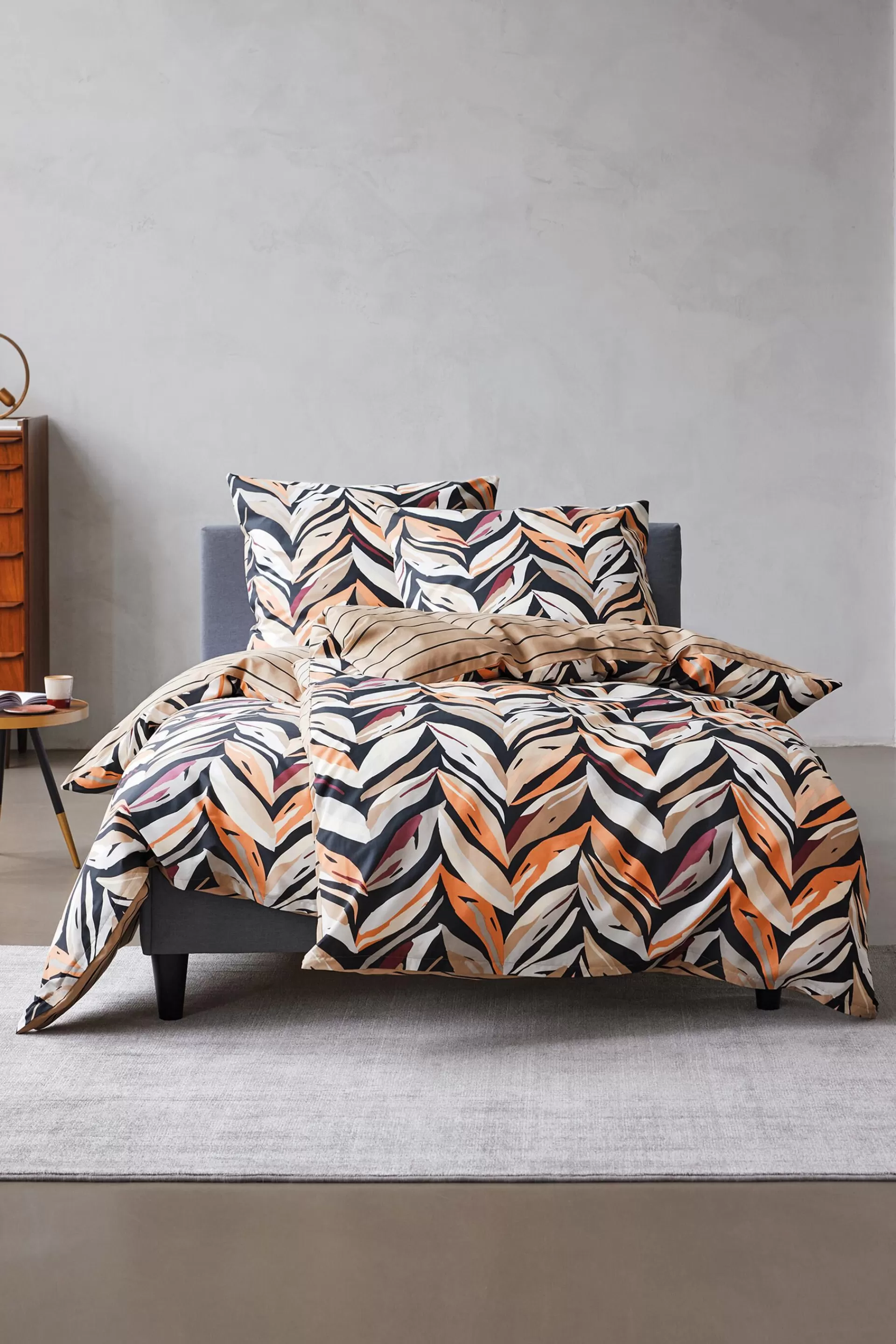 Satin-Bettwäsche mit floralem Motiv und Streifen-ESPRIT Cheap
