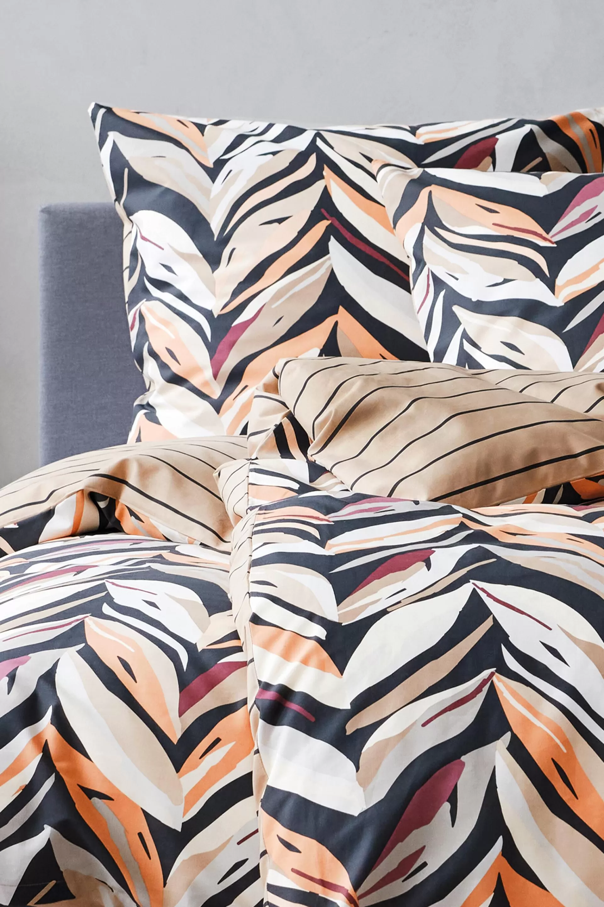 Satin-Bettwäsche mit floralem Motiv und Streifen-ESPRIT Cheap