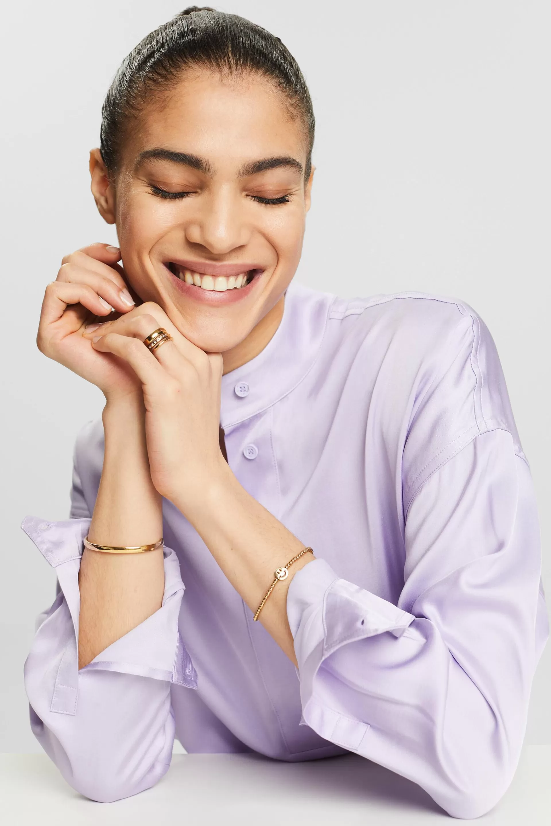 Satinbluse mit Stehkragen-ESPRIT Fashion