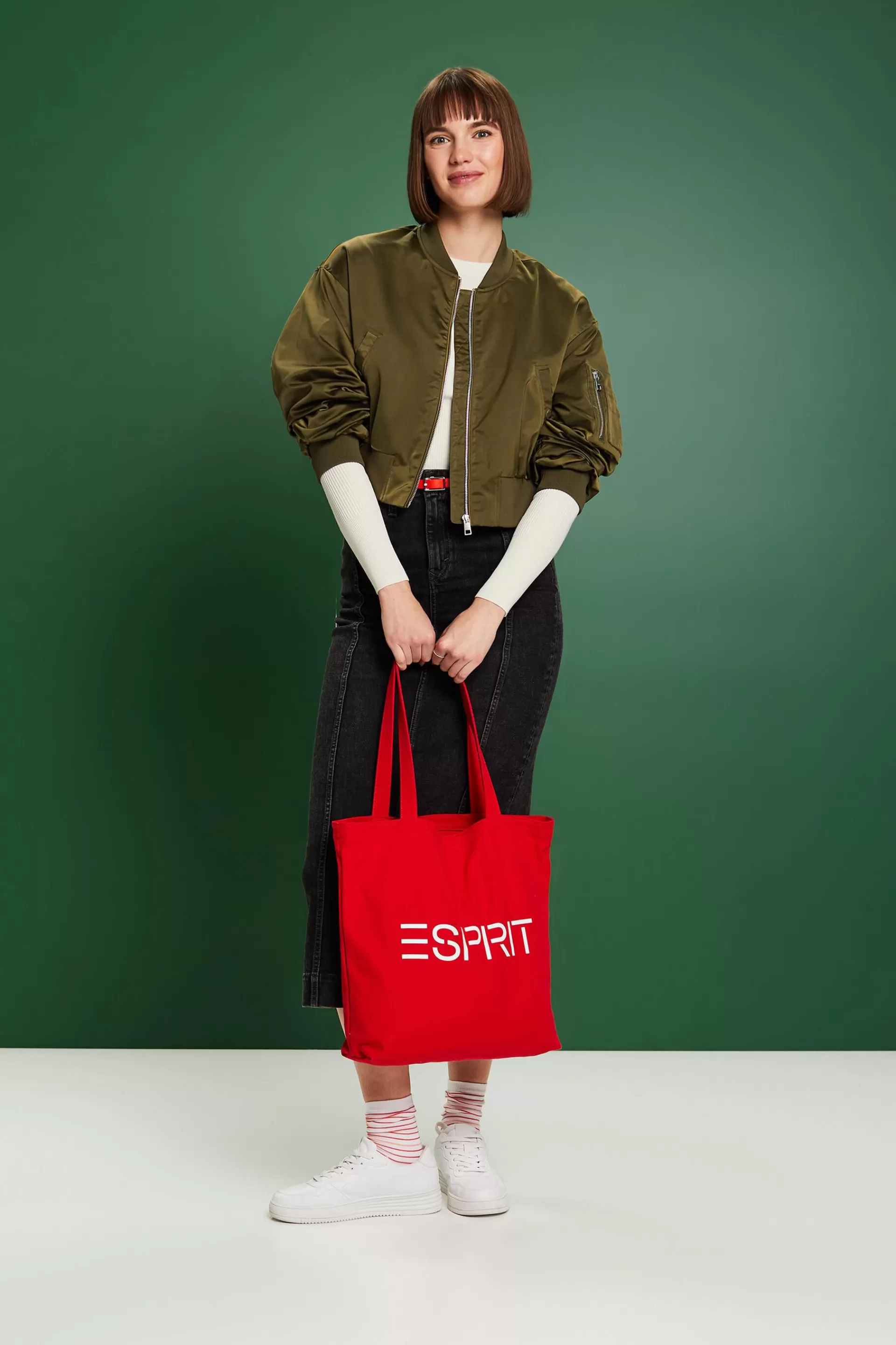 Satin-Bomberjacke in Cropped-Länge-ESPRIT Fashion