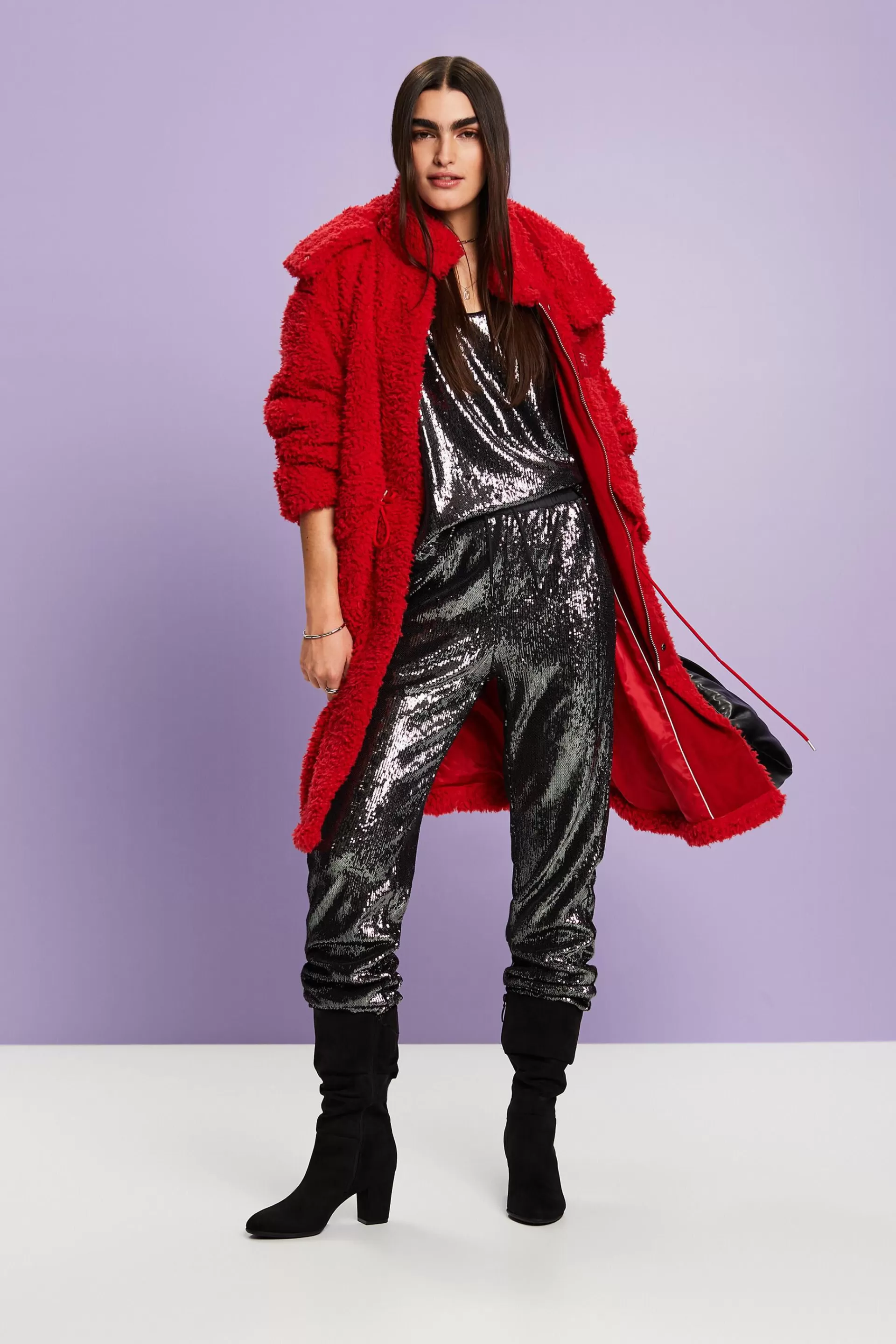 Satin-Hose mit Pailletten-ESPRIT Flash Sale