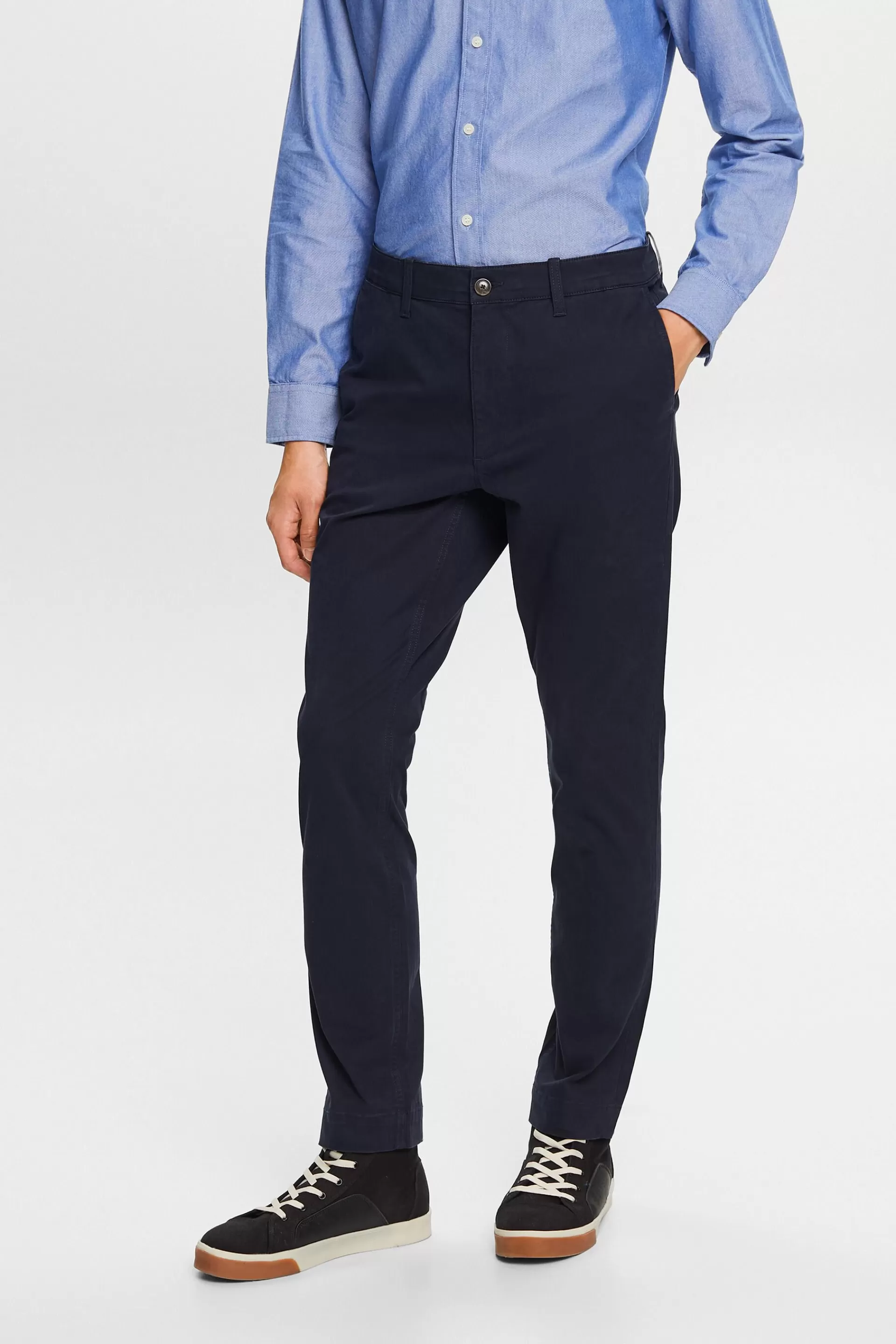 Schmal geschnittene Chino aus Baumwolltwill-ESPRIT Shop