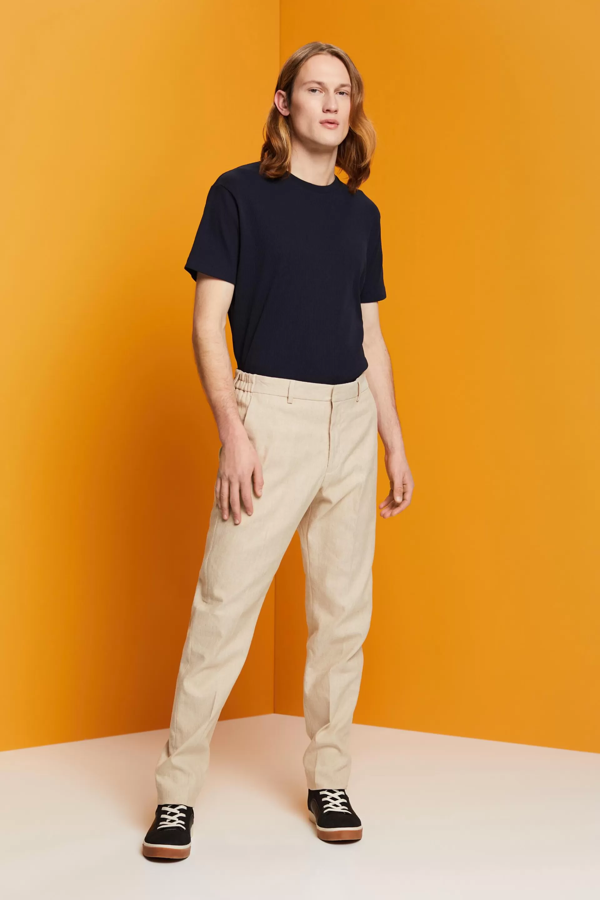 Schmal geschnittene Hose aus Baumwoll-Leinen-Mix-ESPRIT New