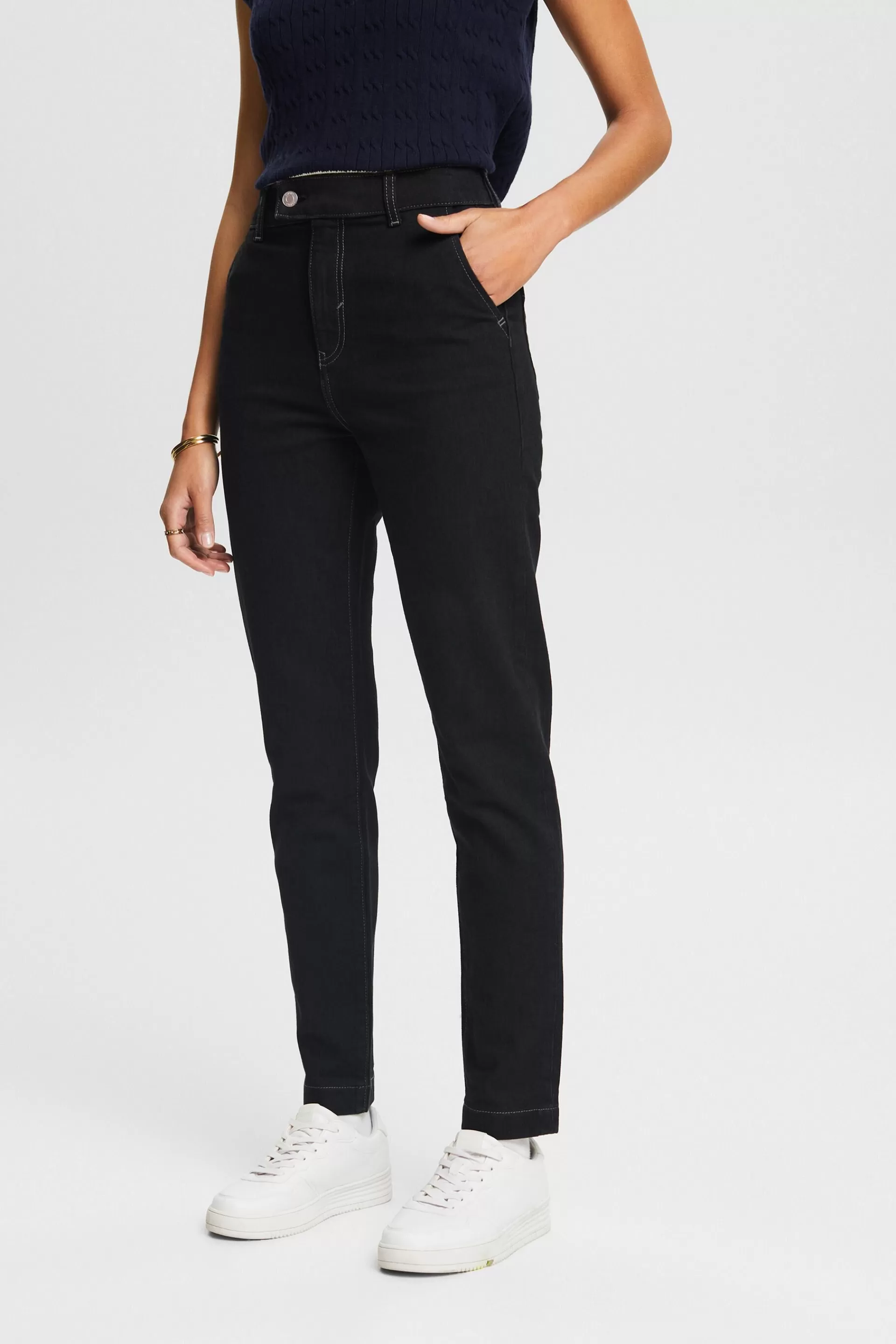 Schmal geschnittene Jeans mit hohem Bund-ESPRIT Best