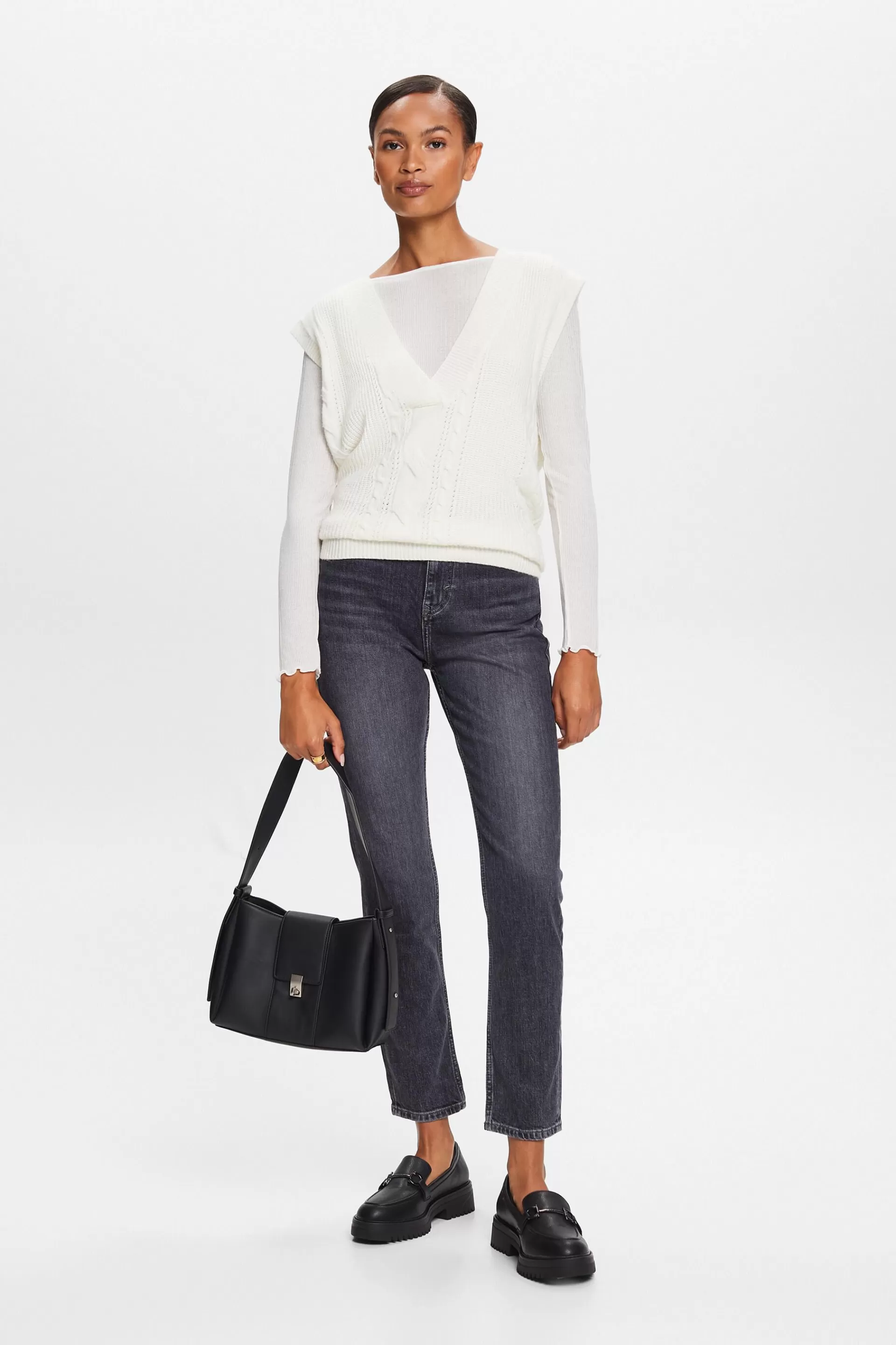 Schmal geschnittene Retro-Jeans mit hohem Bund-ESPRIT Flash Sale