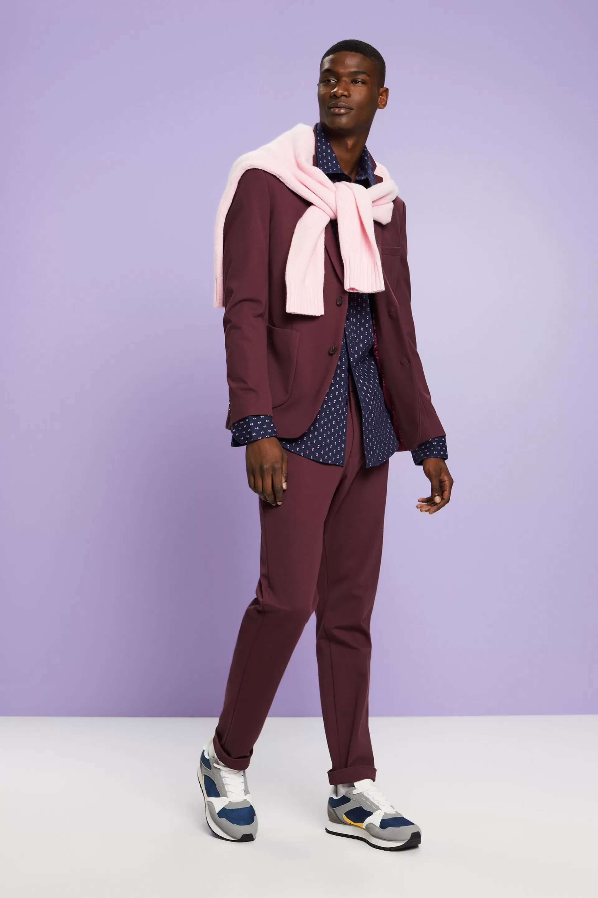 Schmal geschnittenes Twill-Hemd mit Muster-ESPRIT Fashion