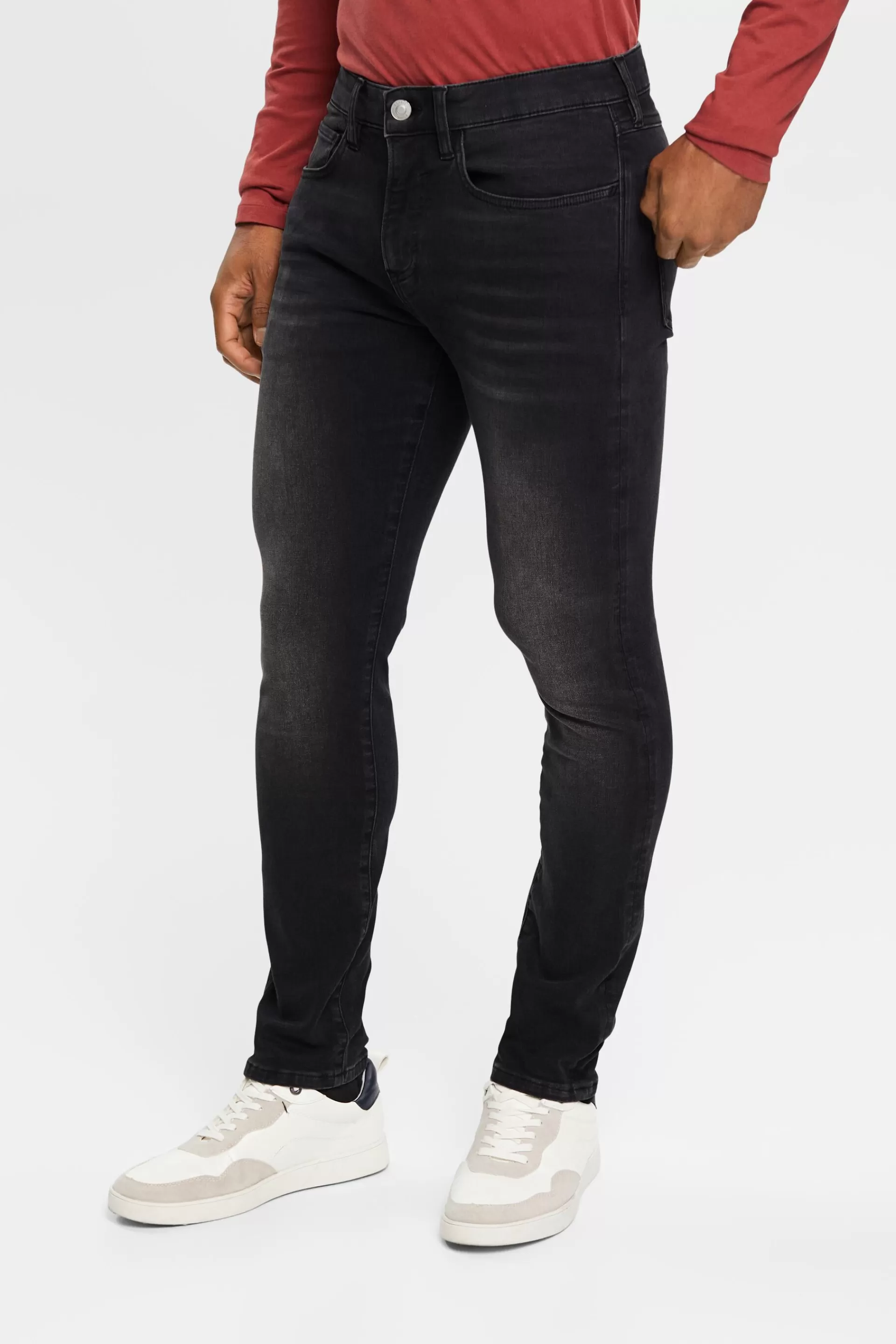 Schmale Stretch-Jeans mit mittlerer Bundhöhe-ESPRIT Clearance