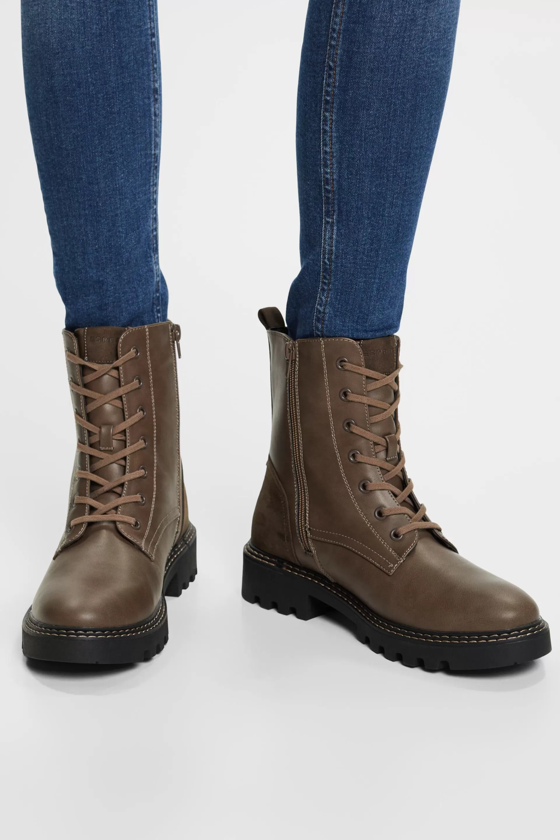 Schnürboots aus veganem Leder-ESPRIT Outlet