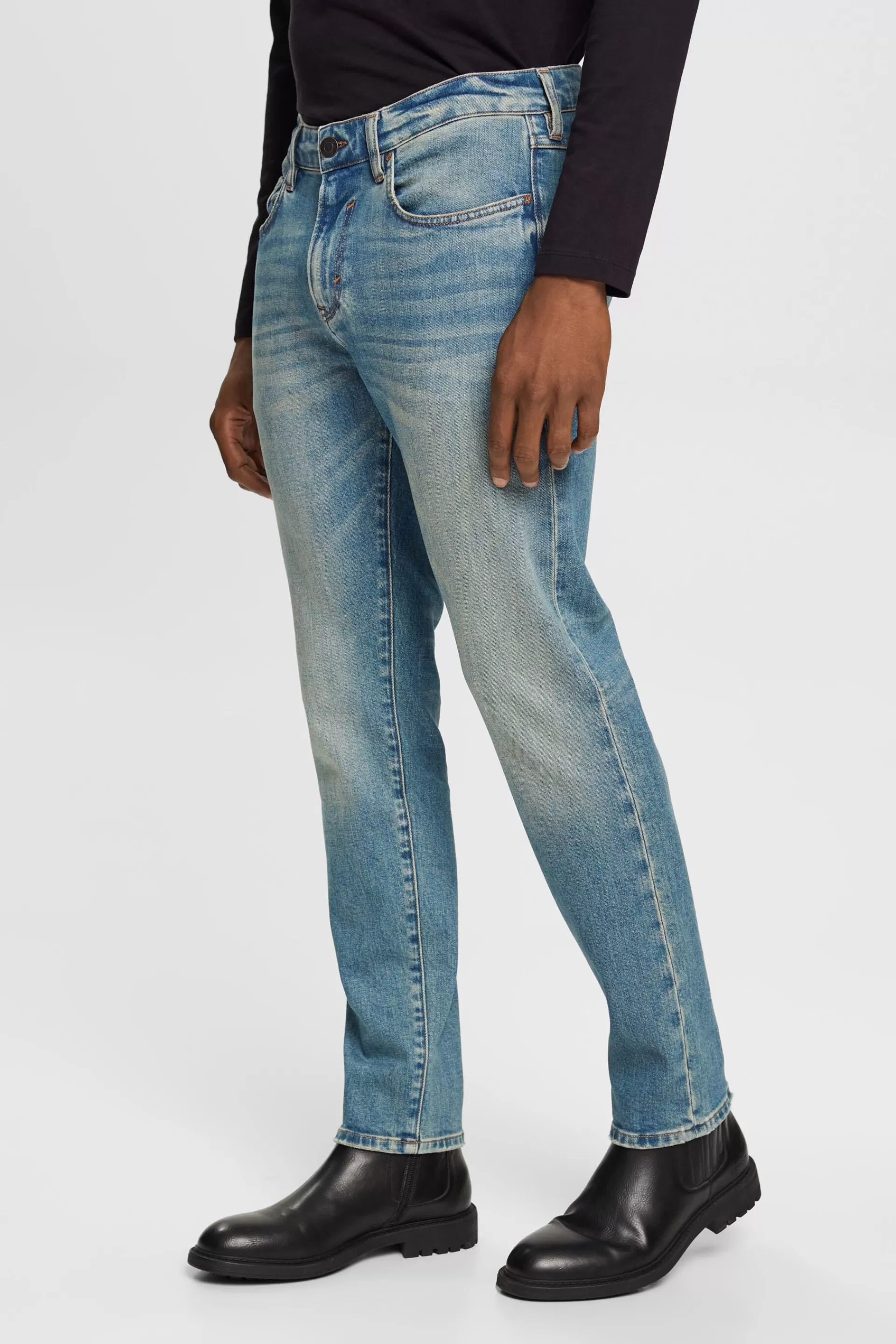 Slim Jeans im Stonewashed Look, aus Organic Cotton-ESPRIT Store