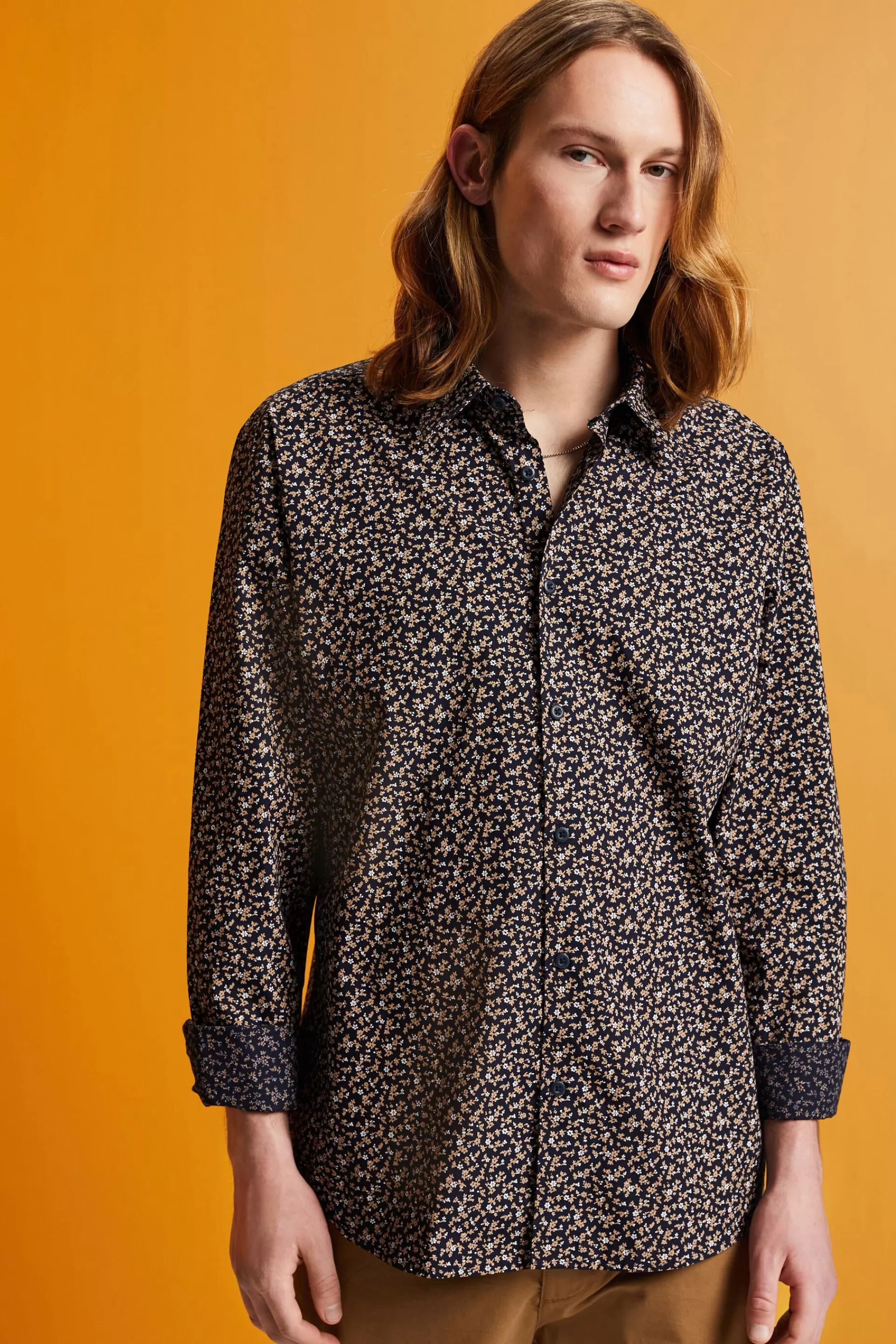 Slim-Fit-Hemd aus Baumwolle mit Muster-ESPRIT Cheap