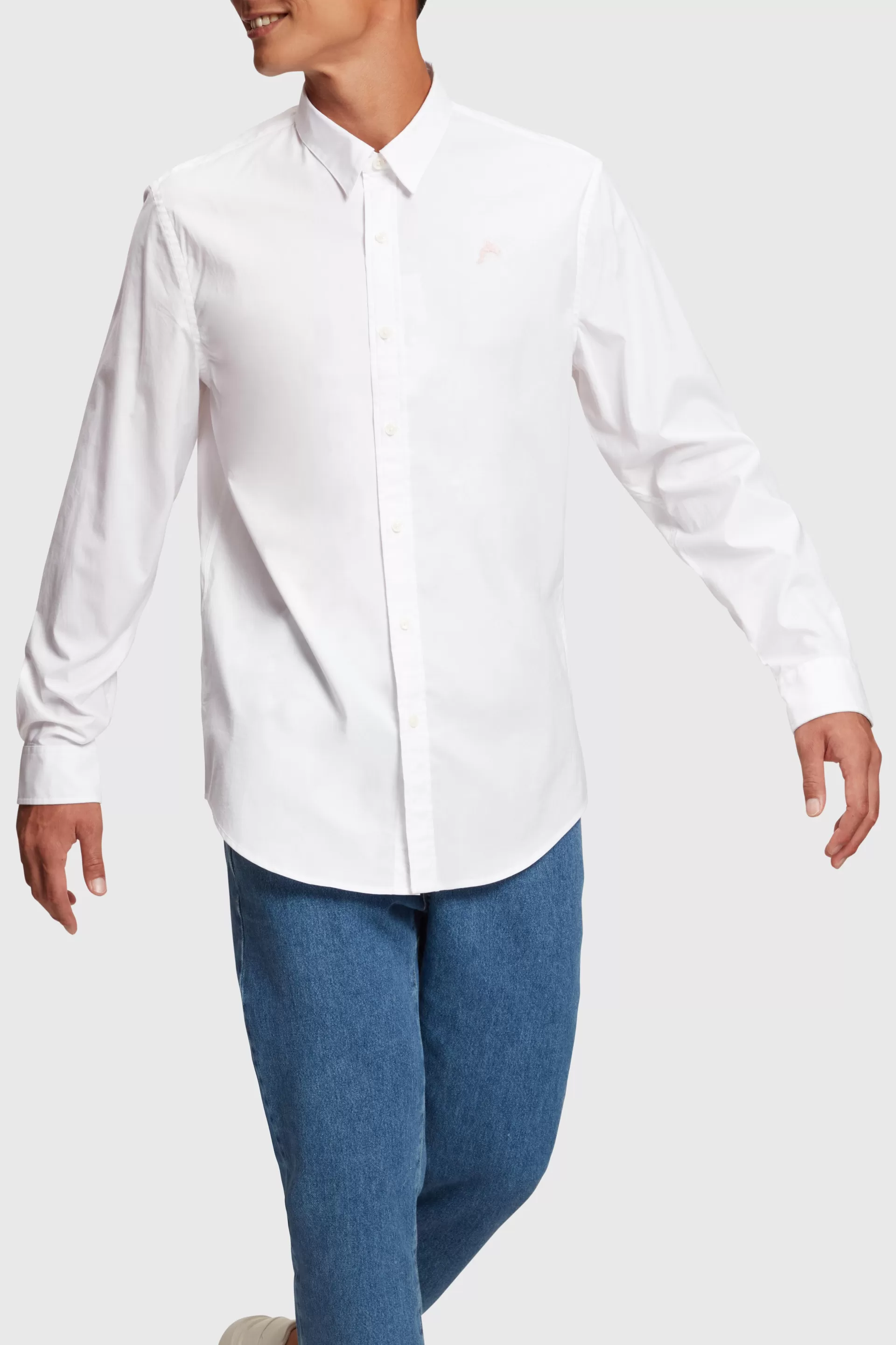 Slim-Fit-Hemd aus Popeline mit Delfin-Aufnäher-ESPRIT Online