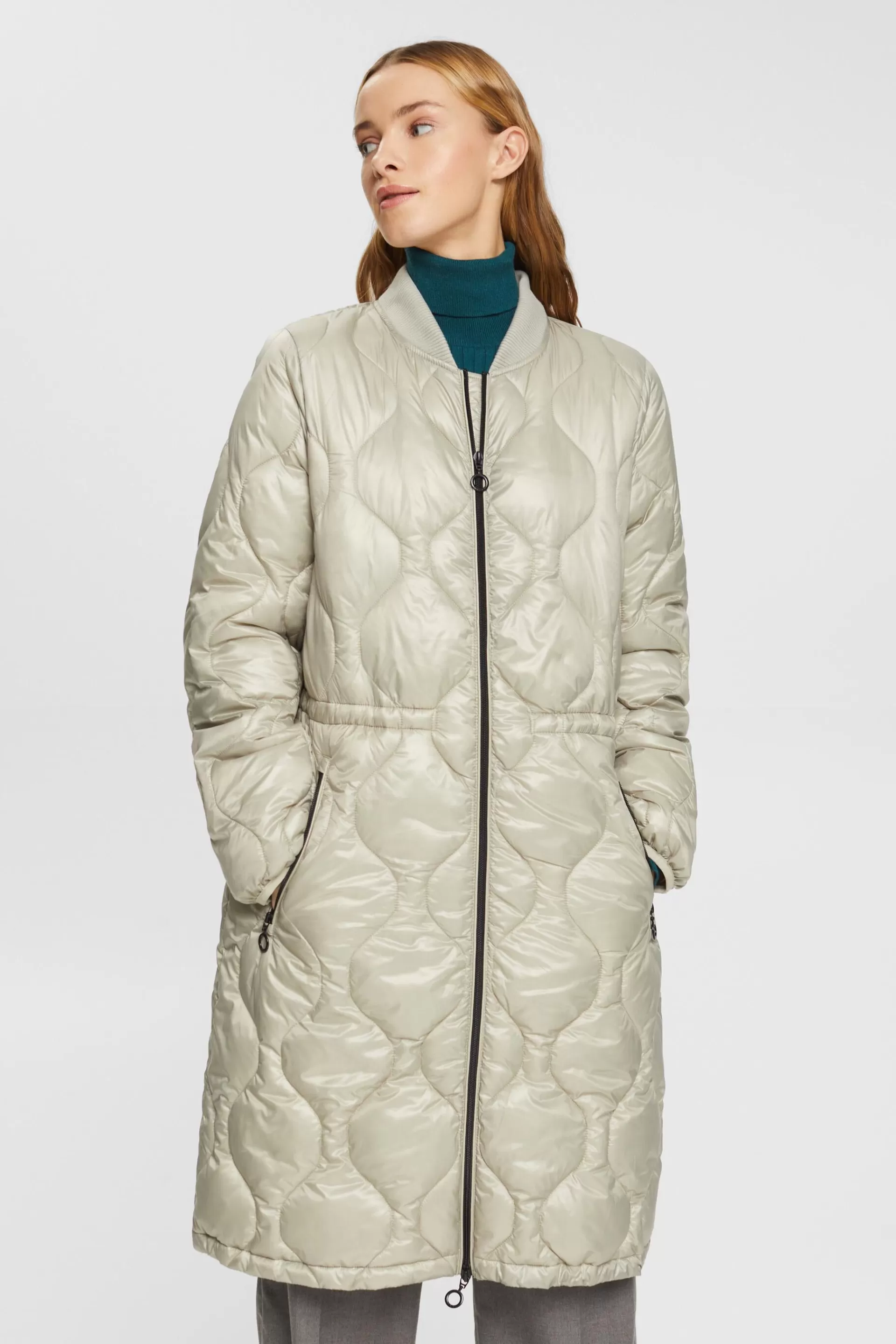 Steppmantel mit Rippstrick-Kragen-ESPRIT Best Sale