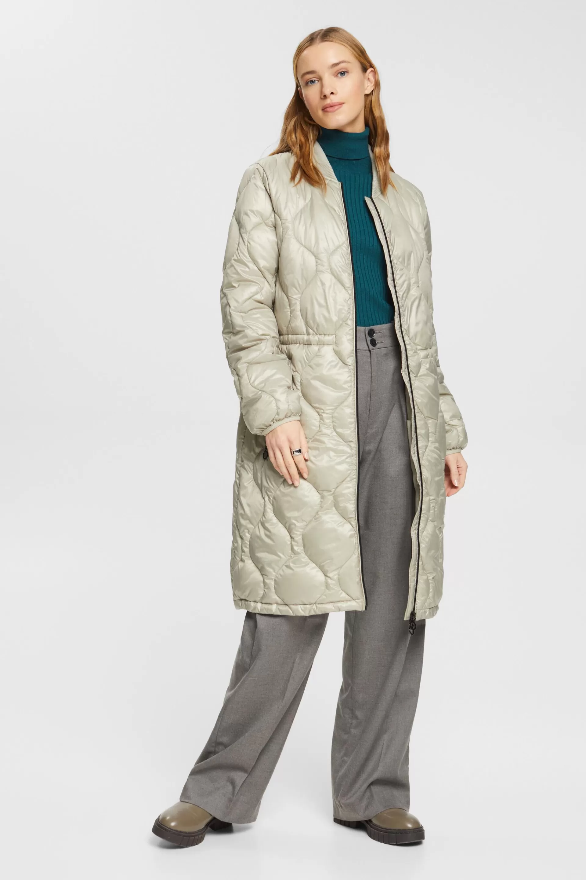 Steppmantel mit Rippstrick-Kragen-ESPRIT Best Sale