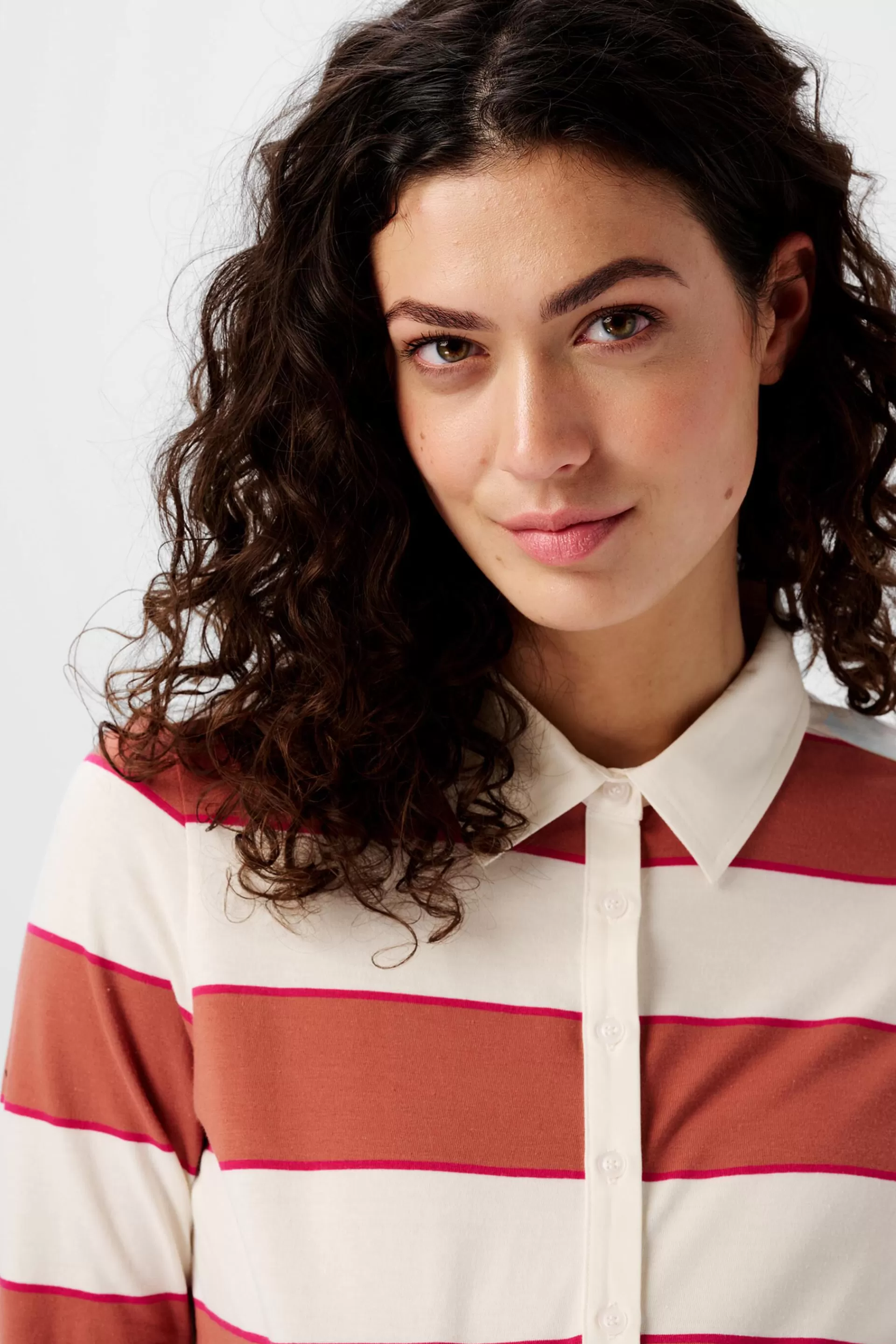 Streifen-T-Shirt mit Polokragen und Stillfunktion-ESPRIT Store