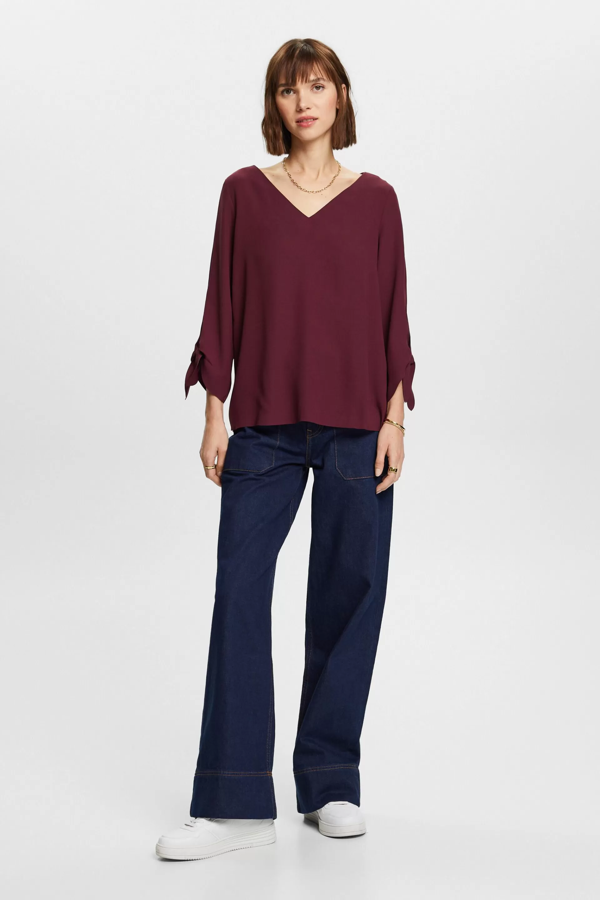 Stretch-Bluse mit offenen Kanten-ESPRIT Best