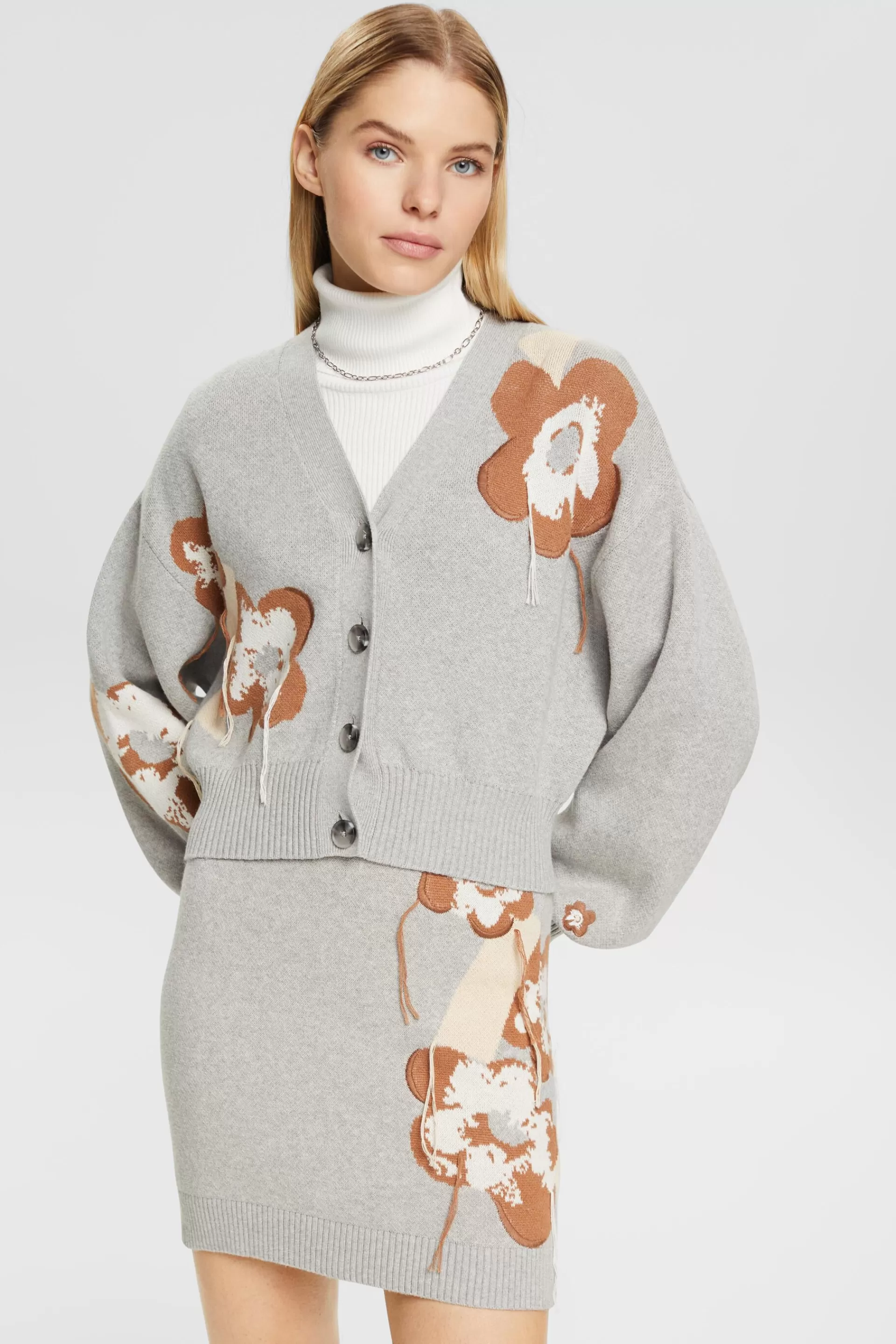 Strick-Cardigan im floralen Jacquard-Design-ESPRIT Cheap