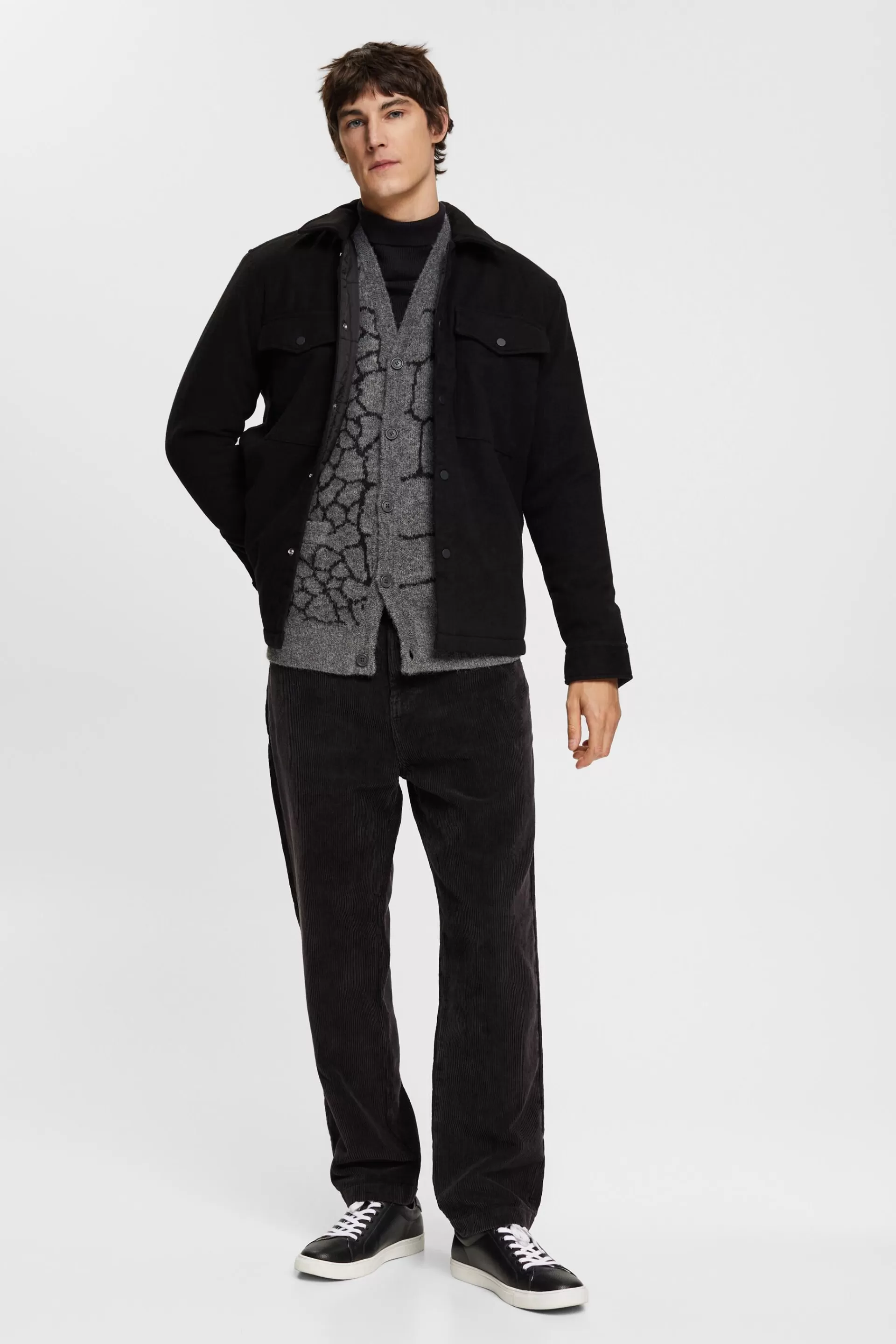 Strickcardigan mit Brushed-Effekt und Muster-ESPRIT Clearance