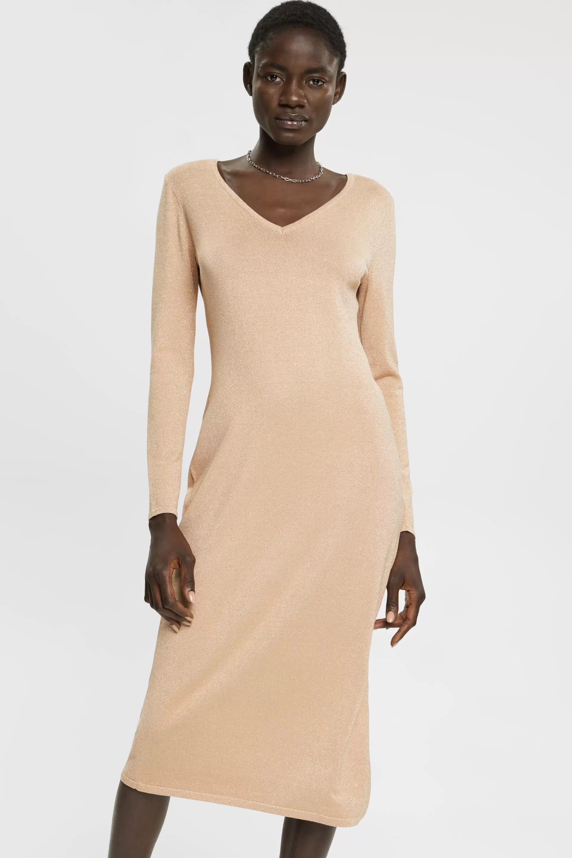 Strickkleid in Midilänge mit Glitzereffekt-ESPRIT Discount