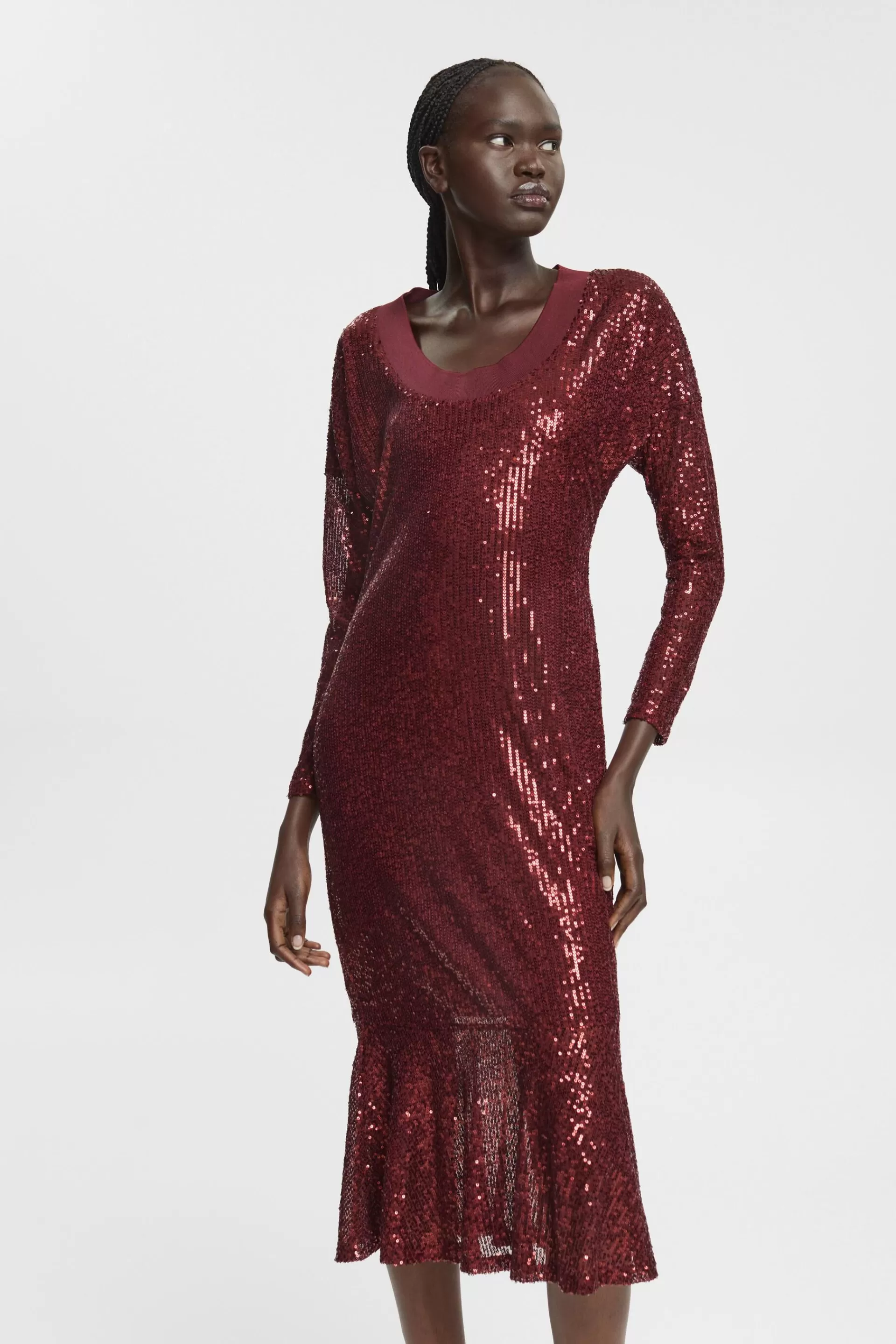 Strickkleid in Midilänge mit Pailletten-ESPRIT Best