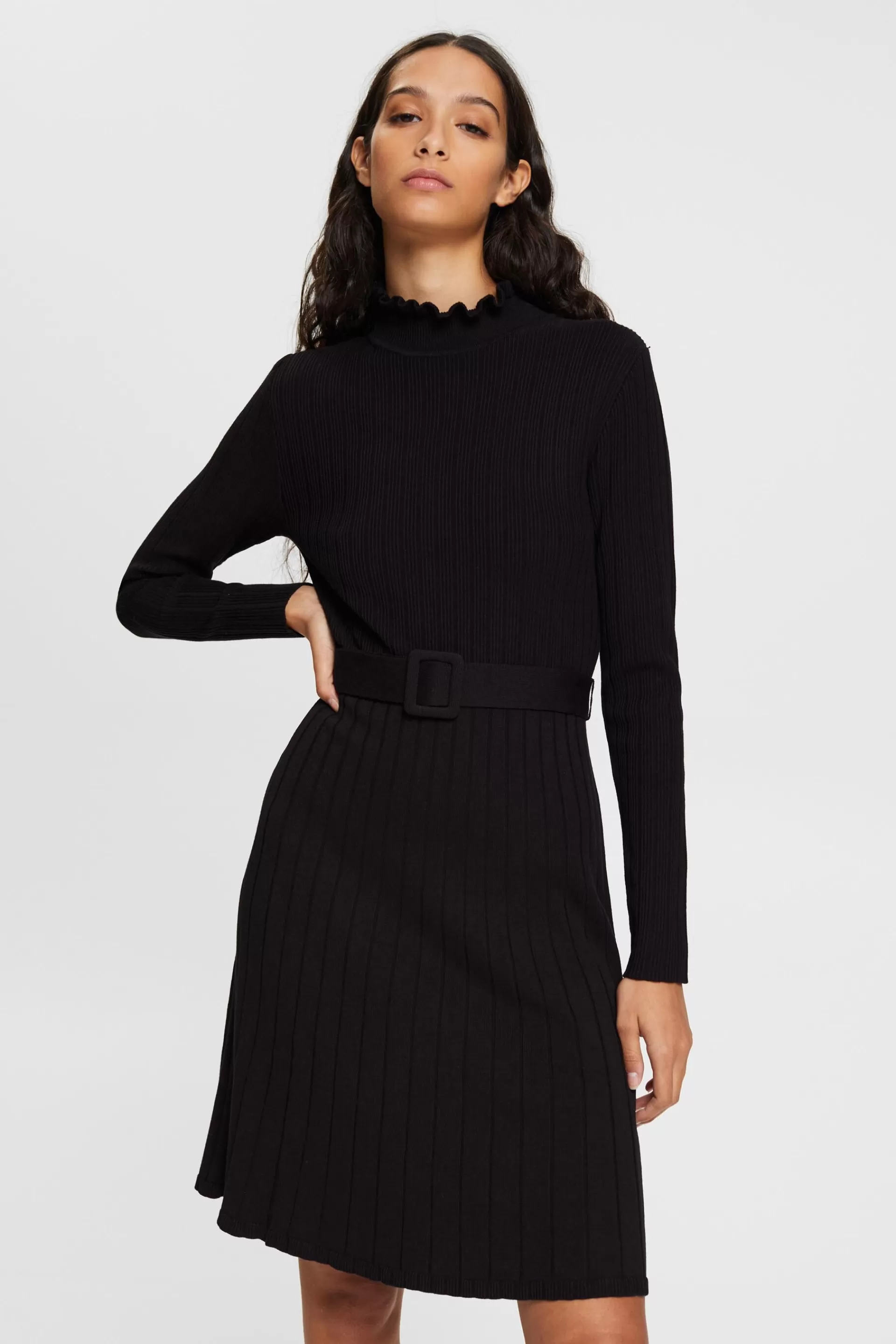 Strickkleid mit Gürtel, LENZING™ ECOVERO™-ESPRIT Cheap