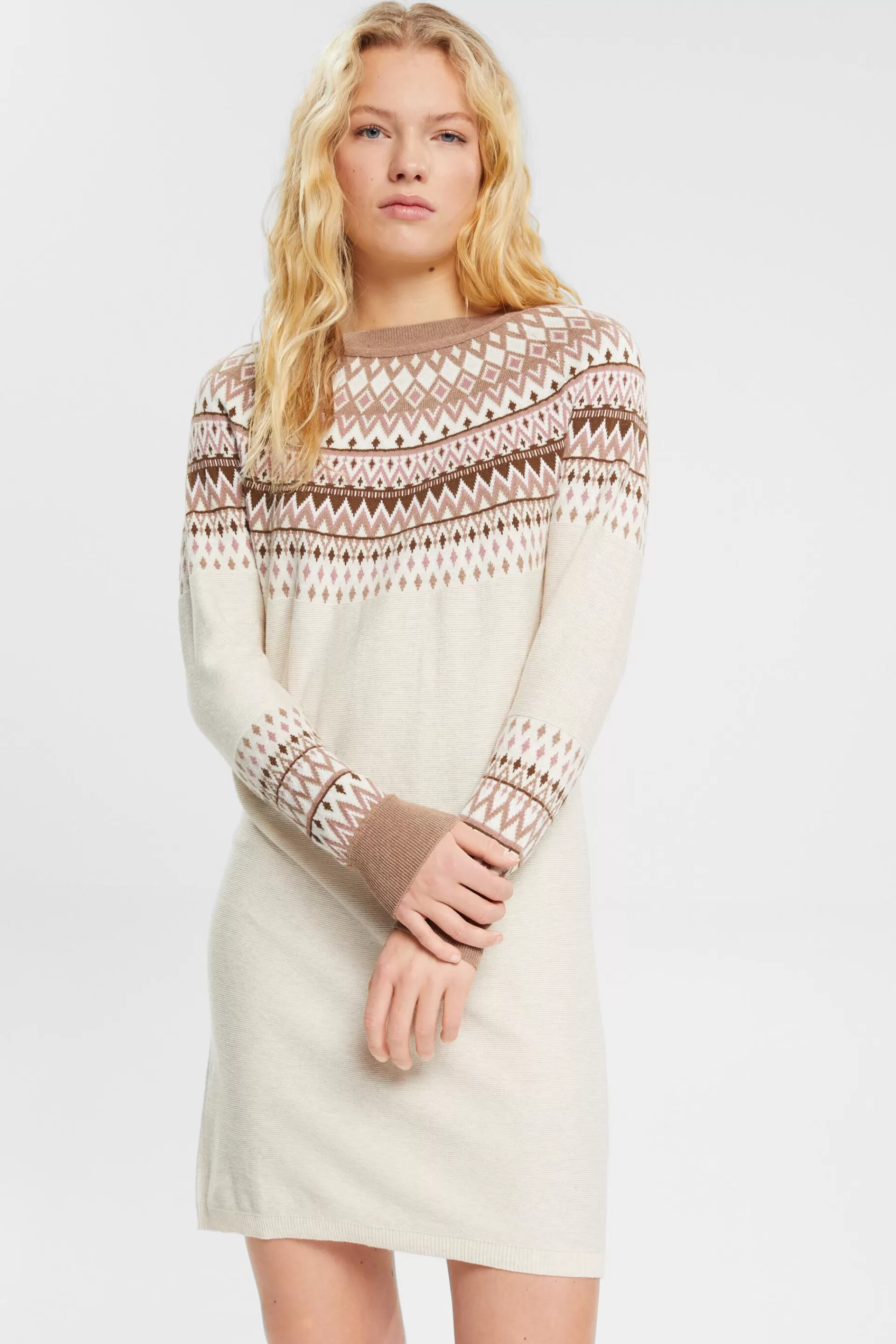 Strickkleid mit Jacquardmuster-ESPRIT Fashion